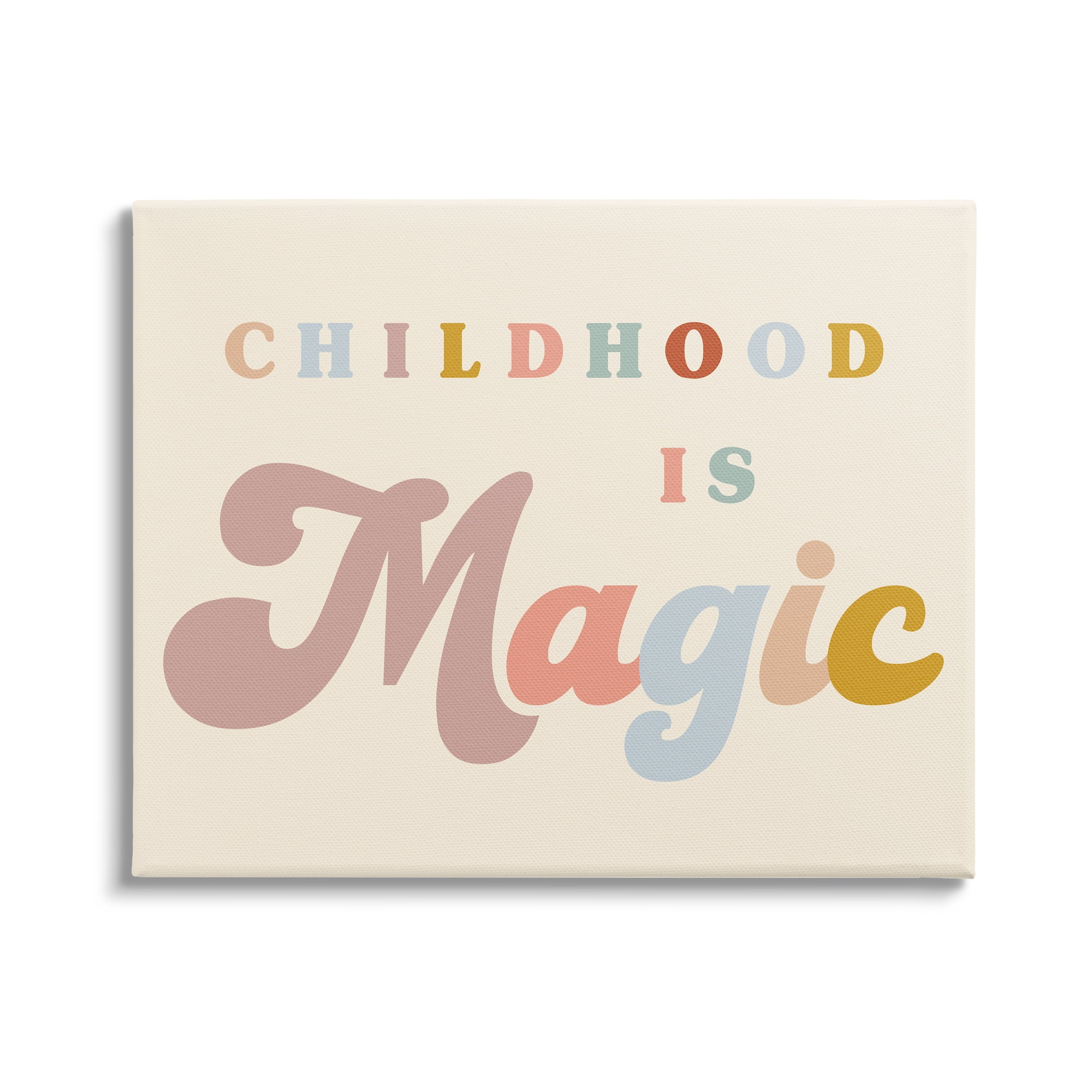 Stupell Industries Muted Childhood is Magic Inspirational Painting Gallery Wrapped Canvas Art Print Wall Art, 20 x 16