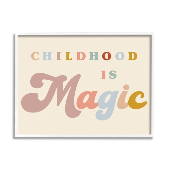 Stupell Industries Muted Childhood is Magic Inspirational Painting White Framed Art Print Wall Art, 20 x 16