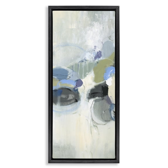 Stupell Industries Modern Muted Circular Dapples Black Floating Frame Canvas Art, 11 x 25, by Lisa Ridgers
