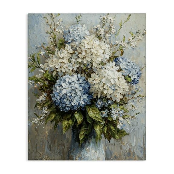 Stupell Industries Muted Classic Hydrangeas Floral Painting Wrapped Canvas Canvas Art Print Wall Art, 24 x 30