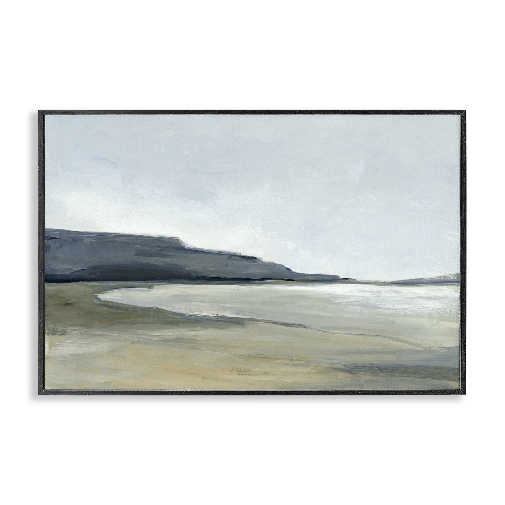 Stupell Industries Muted Coastline Cliff Landscape & Nature Painting Black Framed Art Print Wall Art, 30 x 20
