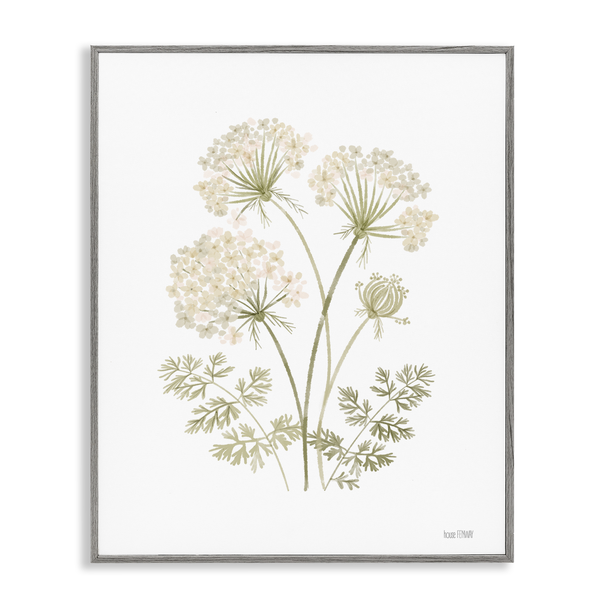 Stupell Industries Muted Cottage Dandelions Plants & Flowers Painting Gray Framed Art Print Wall Art, 24 x 30