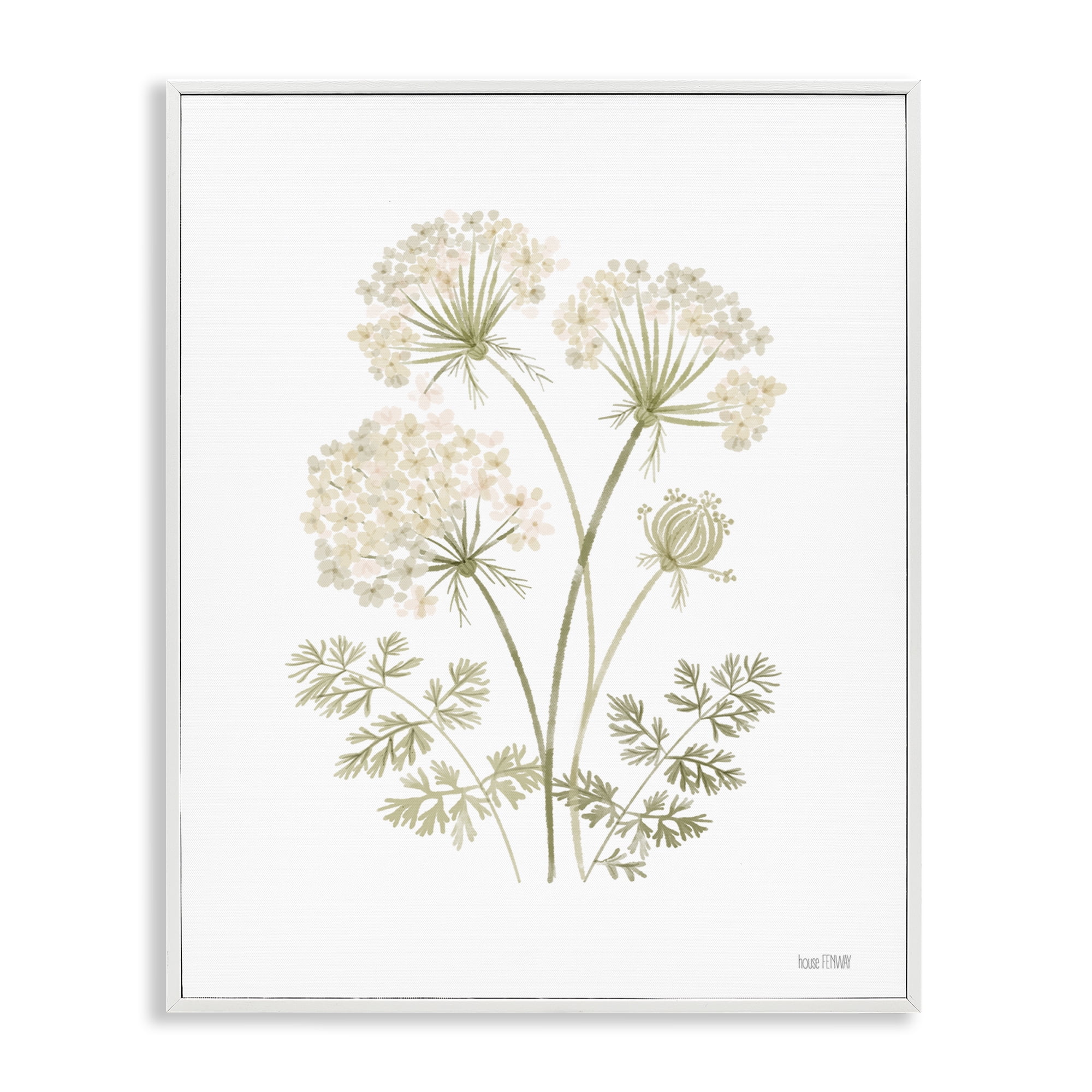 Stupell Industries Muted Cottage Dandelions Plants & Flowers Painting White Framed Art Print Wall Art, 16 x 20