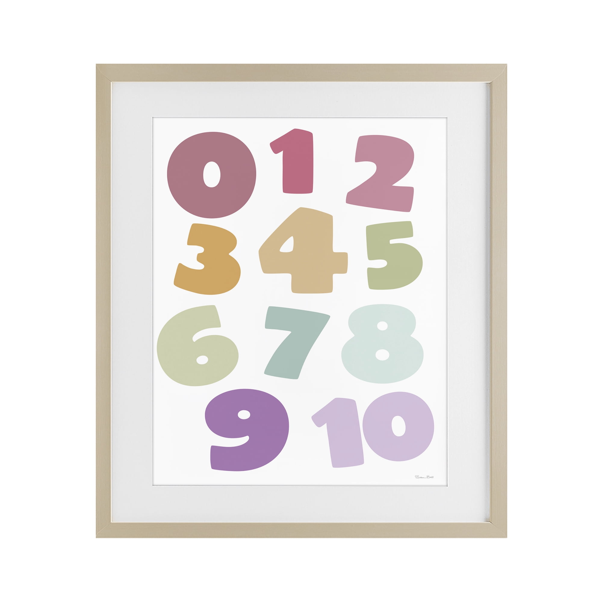 Stupell Industries Muted Counting Numbers Birch Framed Print Under Glass, design by Susan Ball