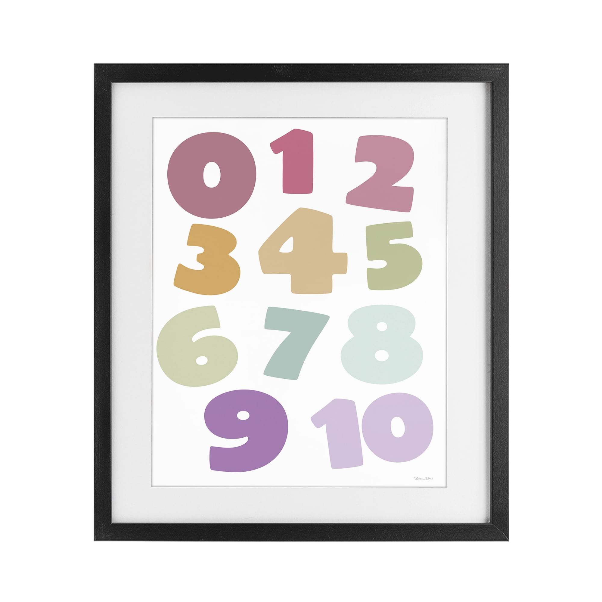 Stupell Industries Muted Counting Numbers Black Framed Print Under Glass, design by Susan Ball