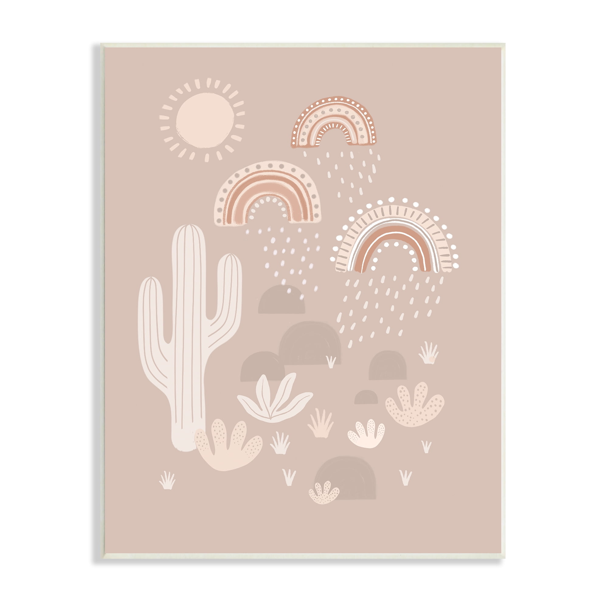 Stupell Industries Muted Desert Landscape Triple Rainbow Soft Cactus , 13 x 19, Designed by Nancy McKenzie