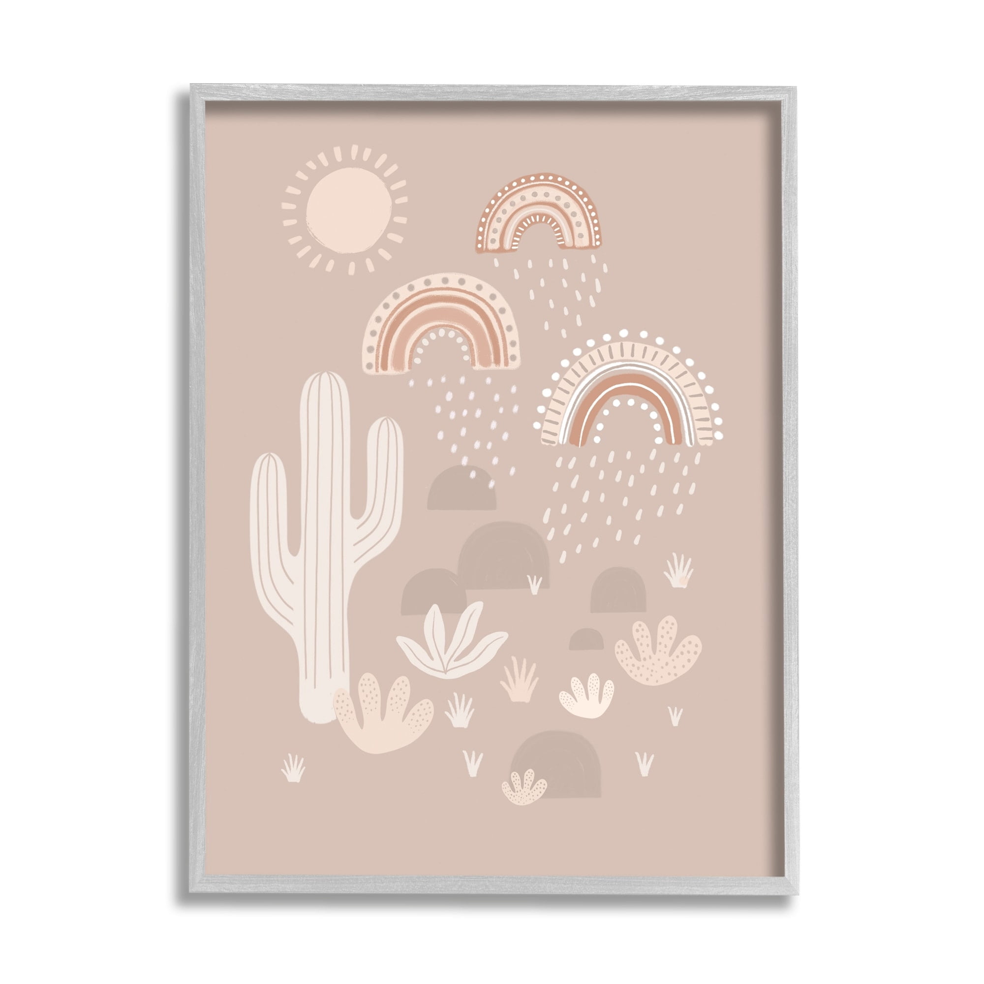 Stupell Industries Muted Desert Landscape Triple Rainbow Soft Cactus , 24 x 30, Designed by Nancy McKenzie