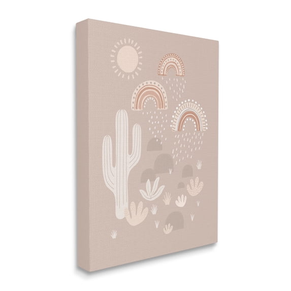 Stupell Industries Muted Desert Landscape Triple Rainbow Soft Cactus , 30 x 40, Designed by Nancy McKenzie