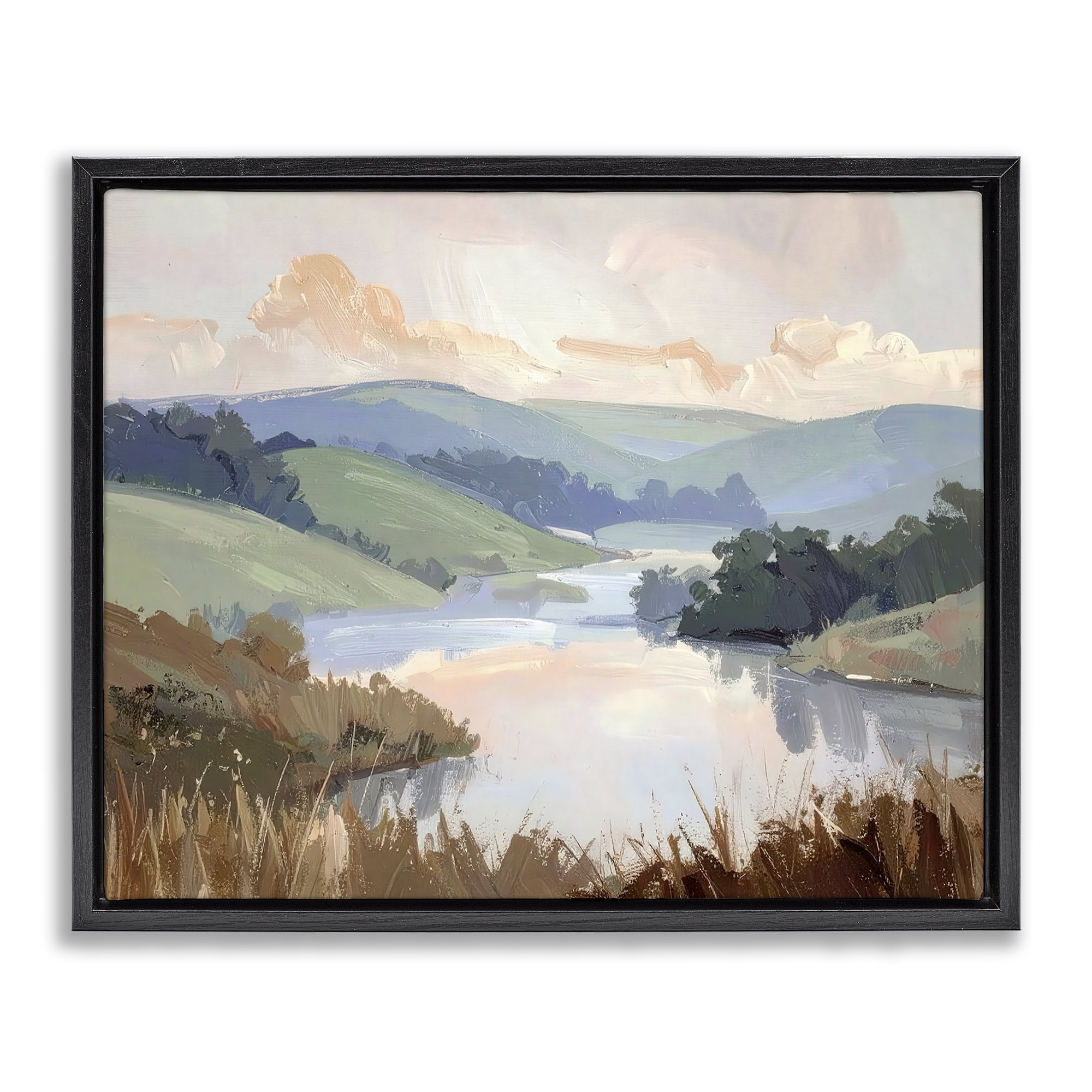 Stupell Industries Muted Distant Mountains Black Framed Floater Canvas Wall Art, design by Alonza Saunders