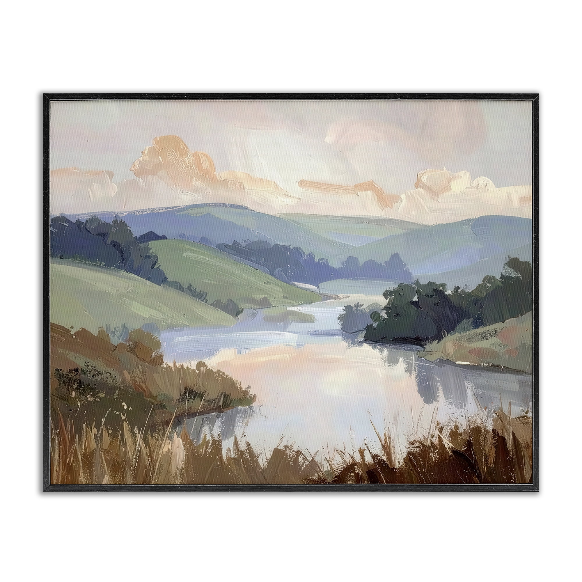 Stupell Industries Muted Distant Mountains Black Framed Giclee Art, design by Alonza Saunders
