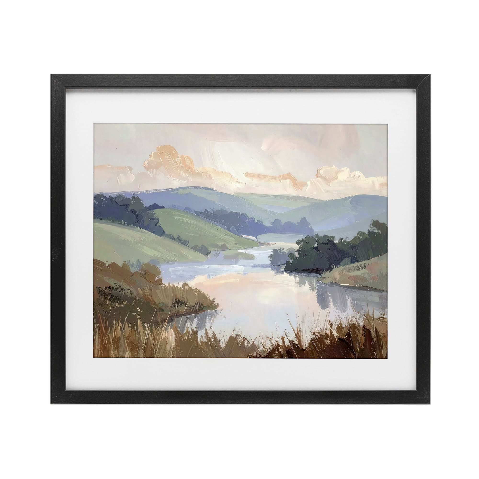 Stupell Industries Muted Distant Mountains Black Framed Print Under Glass, design by Alonza Saunders
