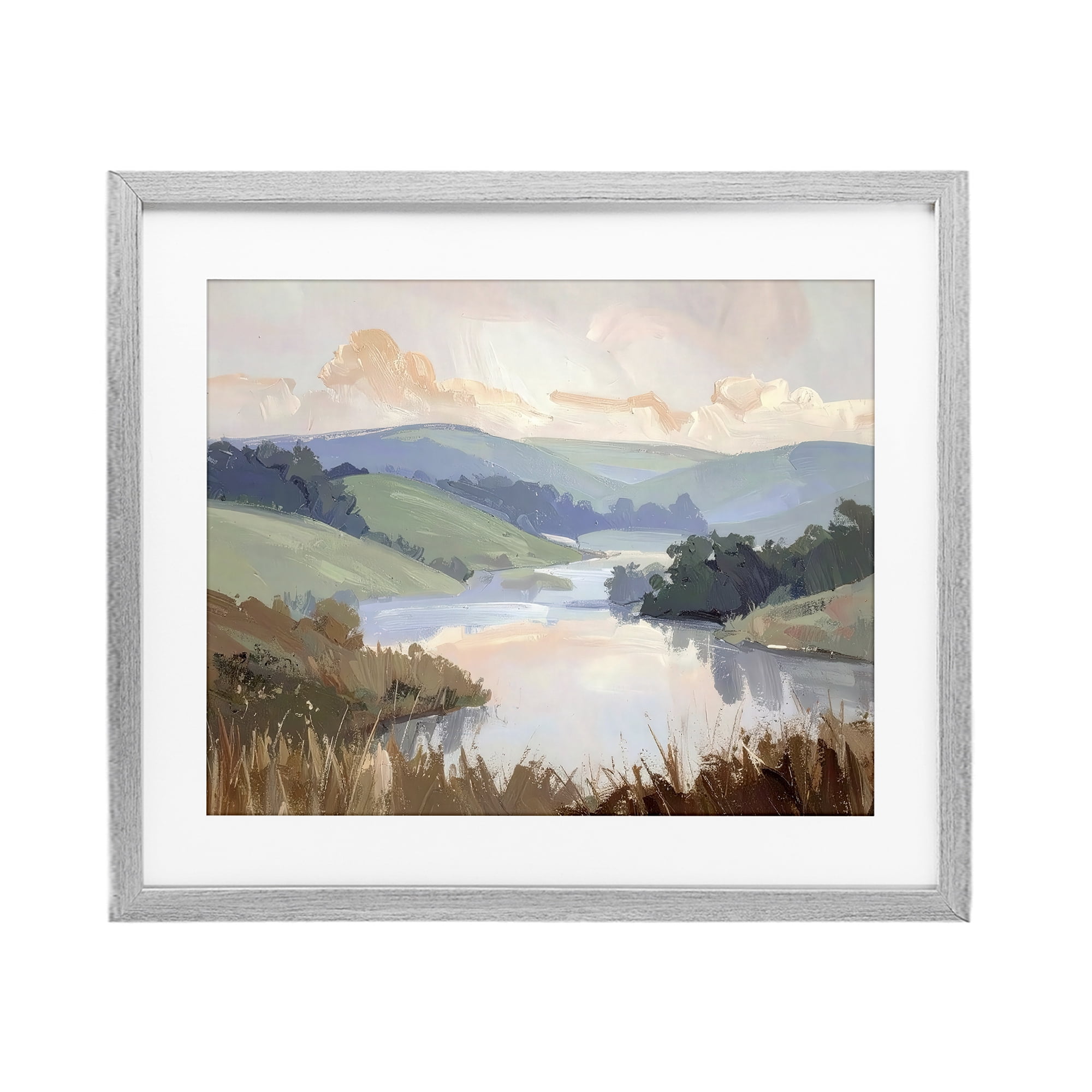 Stupell Industries Muted Distant Mountains Gray Framed Print Under Glass, design by Alonza Saunders