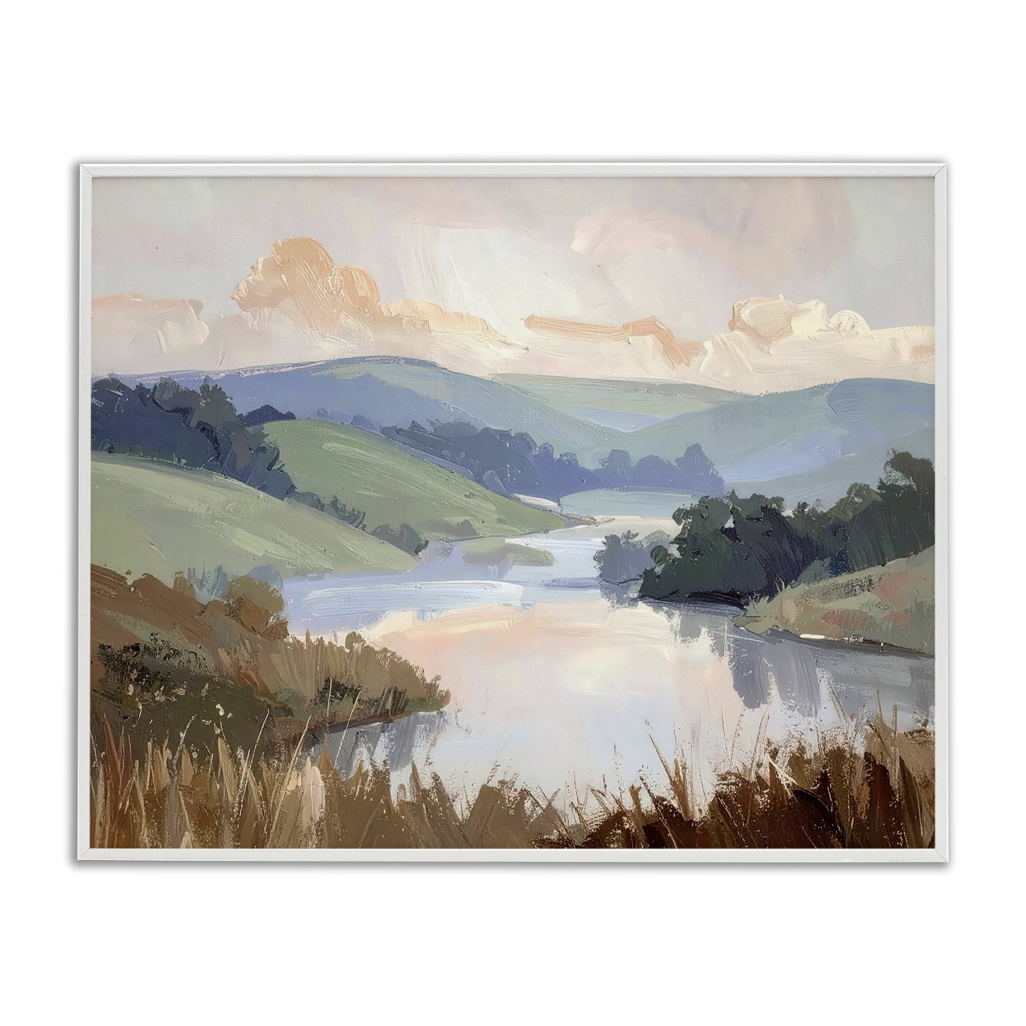 Stupell Industries Muted Distant Mountains White Framed Giclee Art, design by Alonza Saunders