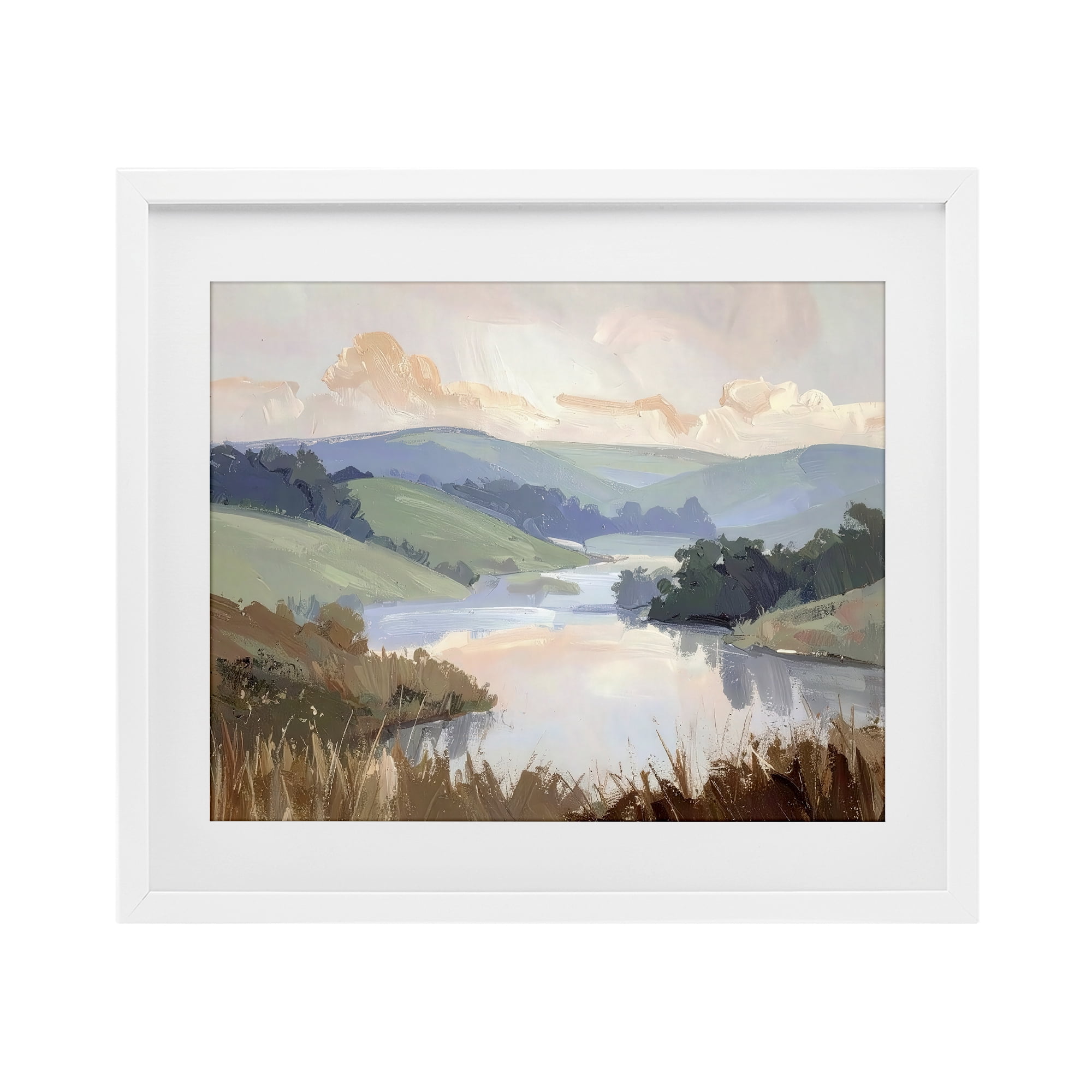 Stupell Industries Muted Distant Mountains White Framed Print Under Glass, design by Alonza Saunders