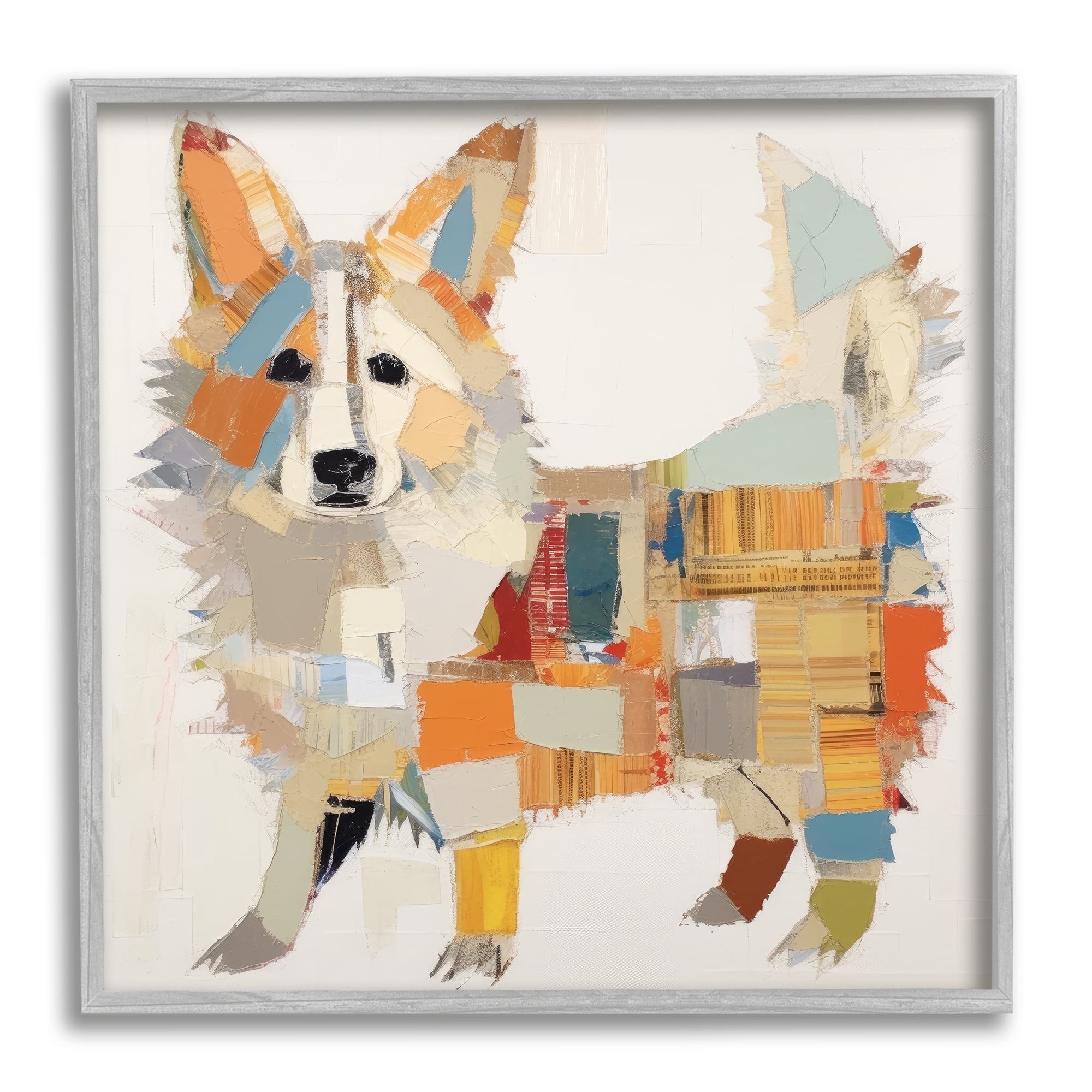 Stupell Industries Muted Dog Collage Animals & Insects Painting Gray Framed Art Print Wall Art, 17 x 17
