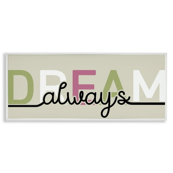 Stupell Industries Muted Dream Always Quotes and Sayings Painting White Framed Art Print Wall Art, 24 x 10