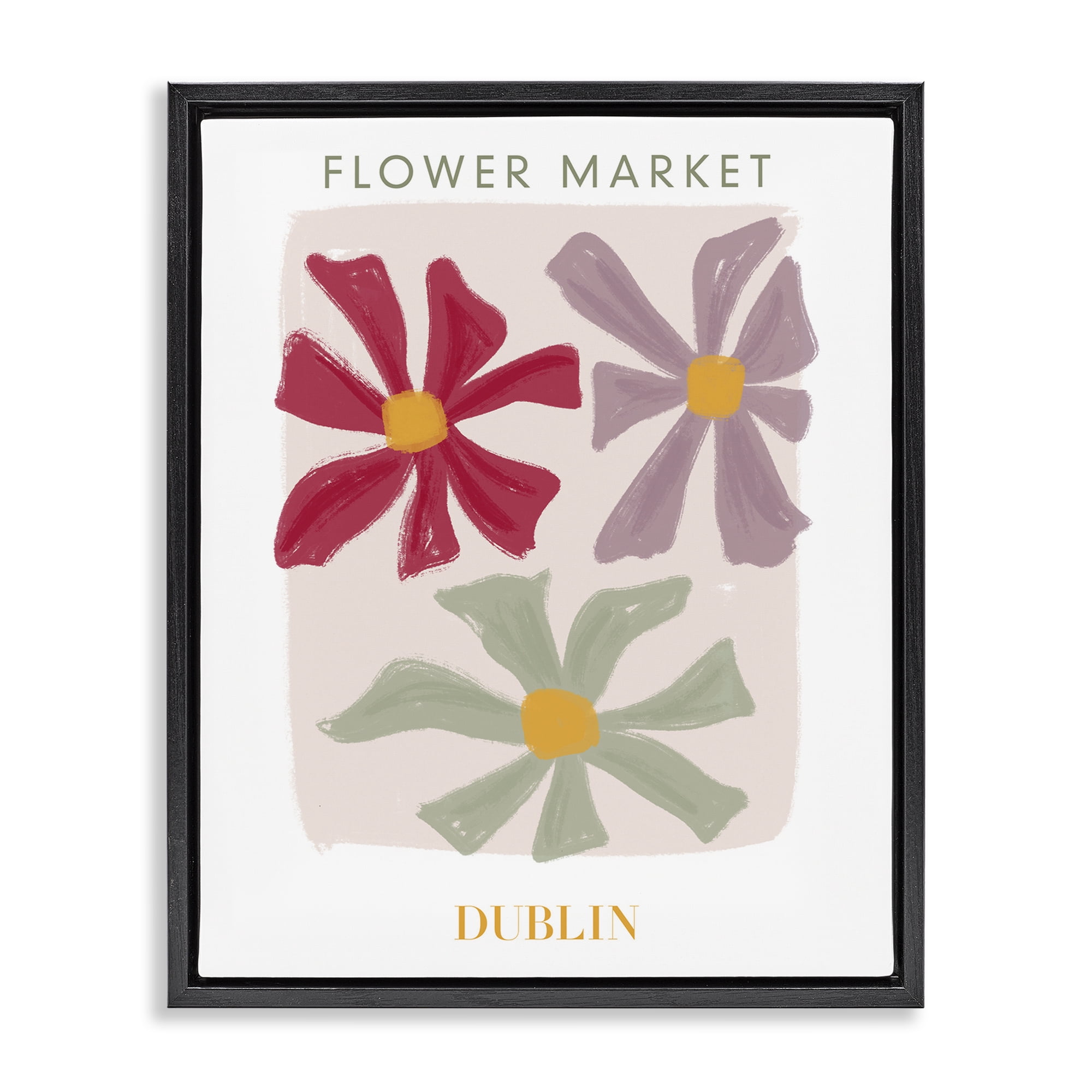 Stupell Industries Muted Dublin Flower Market Black Framed Floater Canvas Wall Art, design by Lucille Price