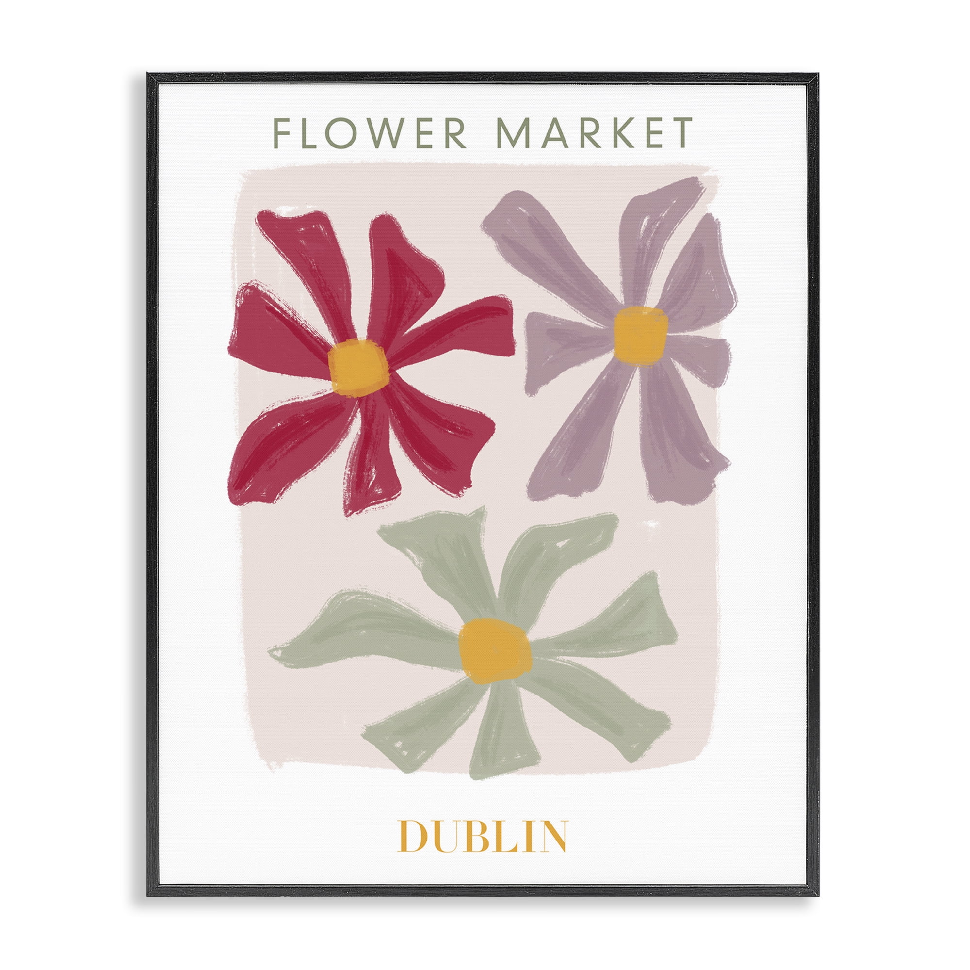 Stupell Industries Muted Dublin Flower Market Black Framed Giclee Art, design by Lucille Price