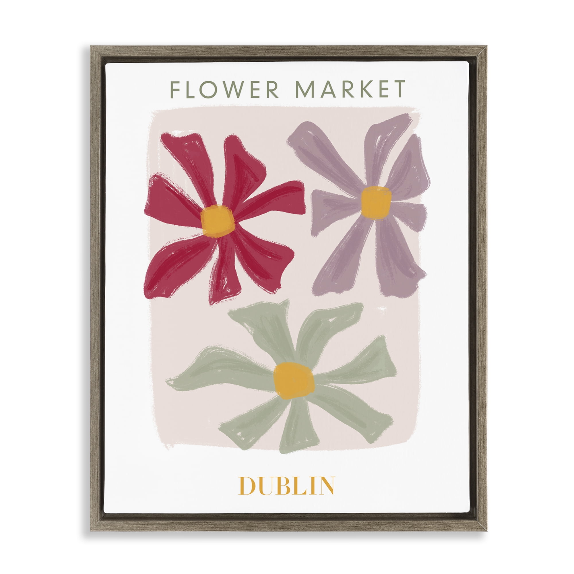 Stupell Industries Muted Dublin Flower Market Brown Framed Floater Canvas Wall Art, design by Lucille Price