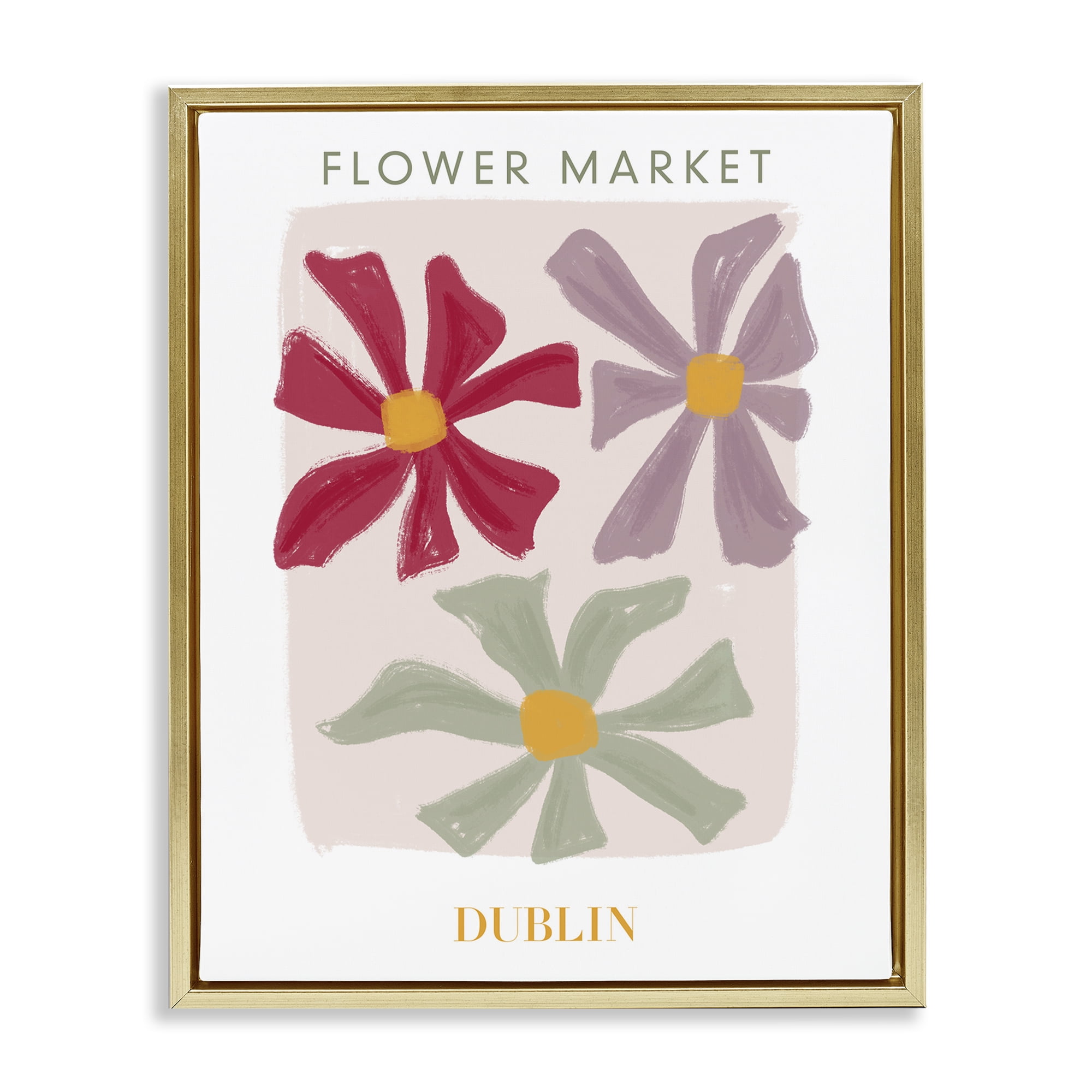 Stupell Industries Muted Dublin Flower Market Gold Framed Floater Canvas Wall Art, design by Lucille Price