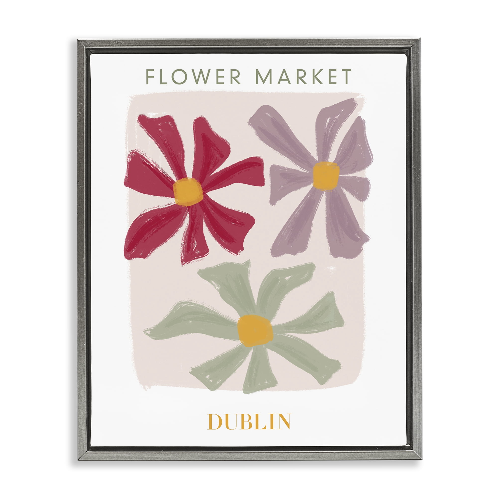 Stupell Industries Muted Dublin Flower Market Gray Framed Floater Canvas Wall Art, design by Lucille Price