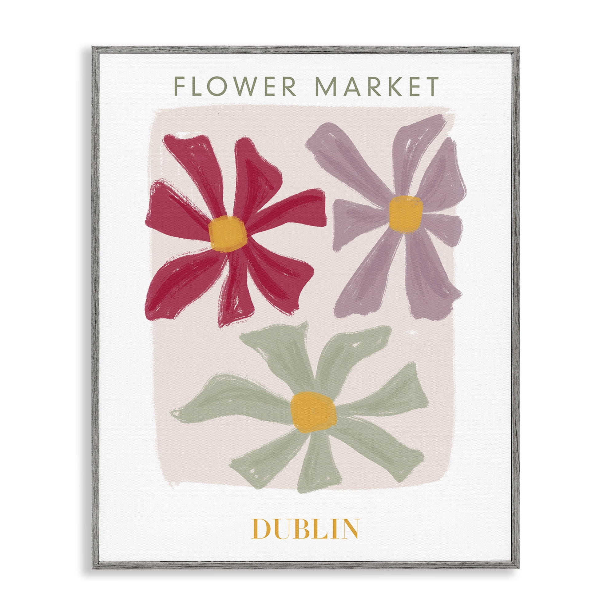 Stupell Industries Muted Dublin Flower Market Gray Framed Giclee Art, design by Lucille Price