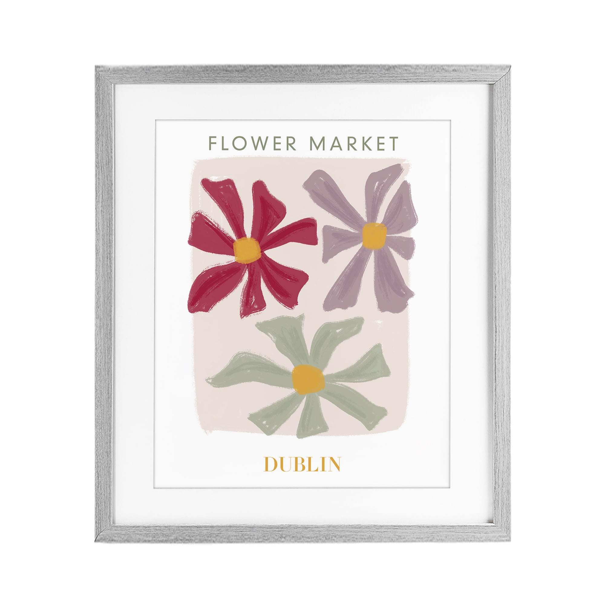 Stupell Industries Muted Dublin Flower Market Gray Framed Print Under Glass, design by Lucille Price