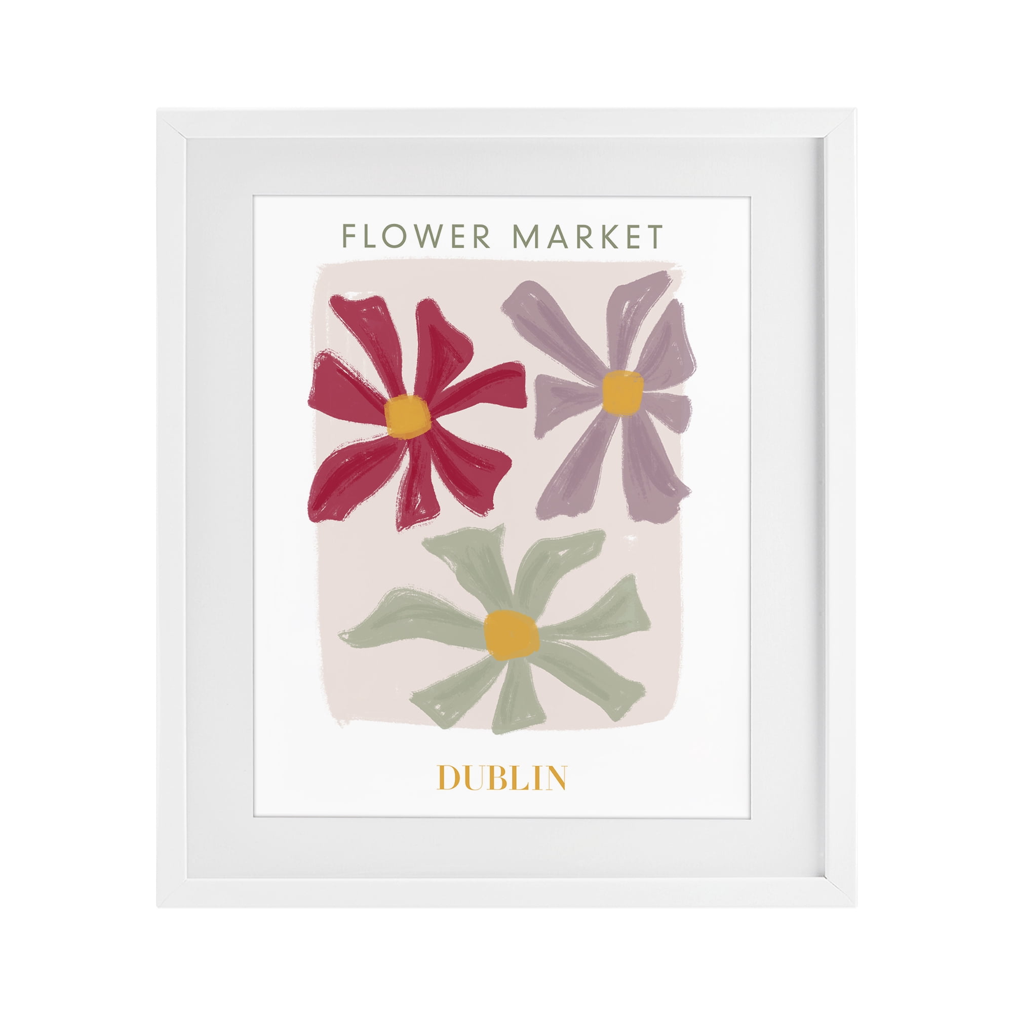 Stupell Industries Muted Dublin Flower Market White Framed Print Under Glass, design by Lucille Price