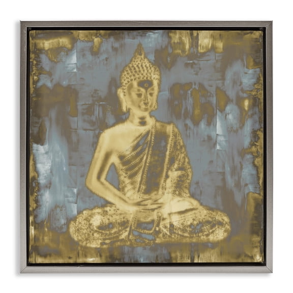 Stupell Industries Muted Earthy Buddha Abstract Spiritual Painting Gray Floater Framed Canvas Art Print Wall Art, 25 x 25