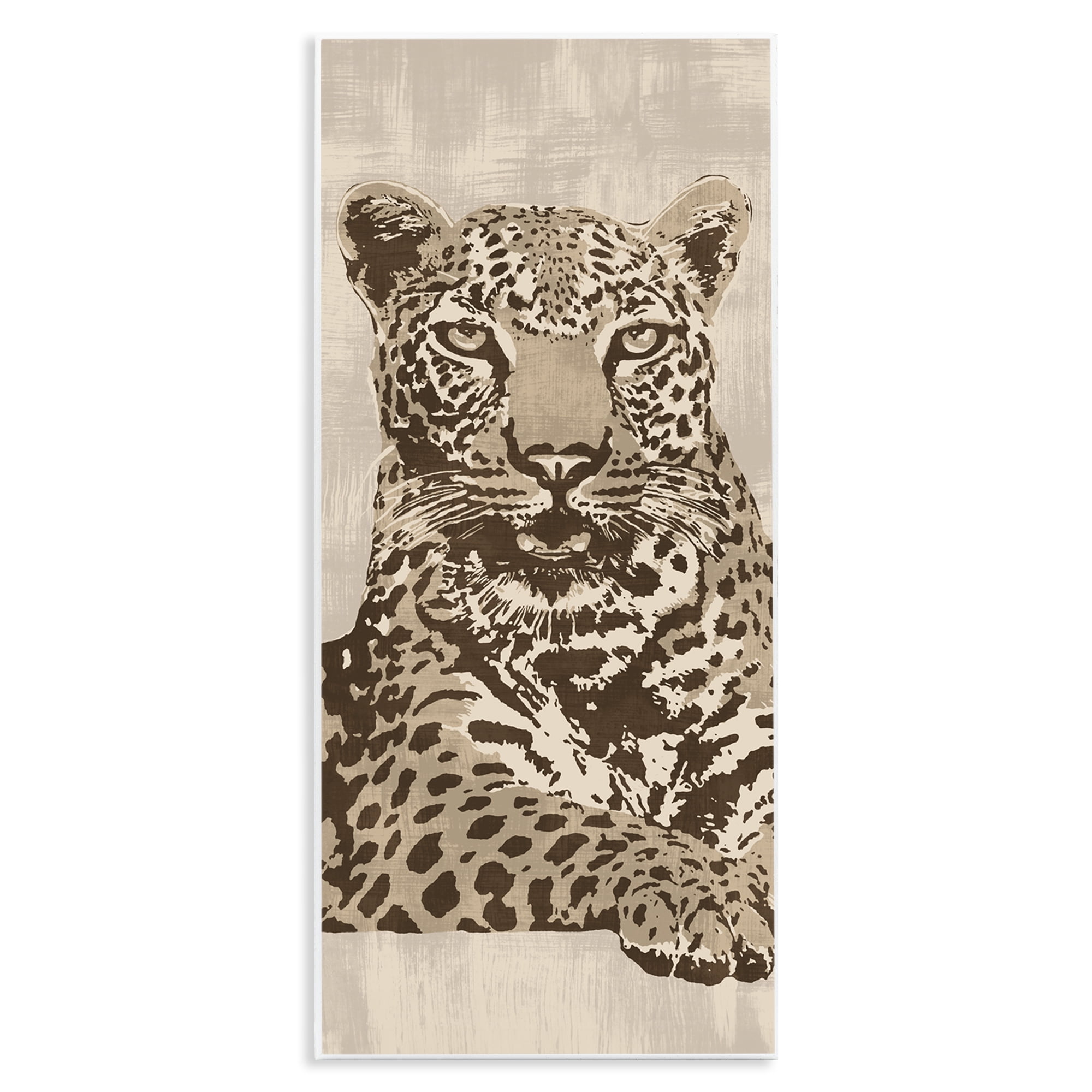 Stupell Industries Muted Fierce Leopard Animals Painting Unframed Art Print Wall Art, 7 x 17