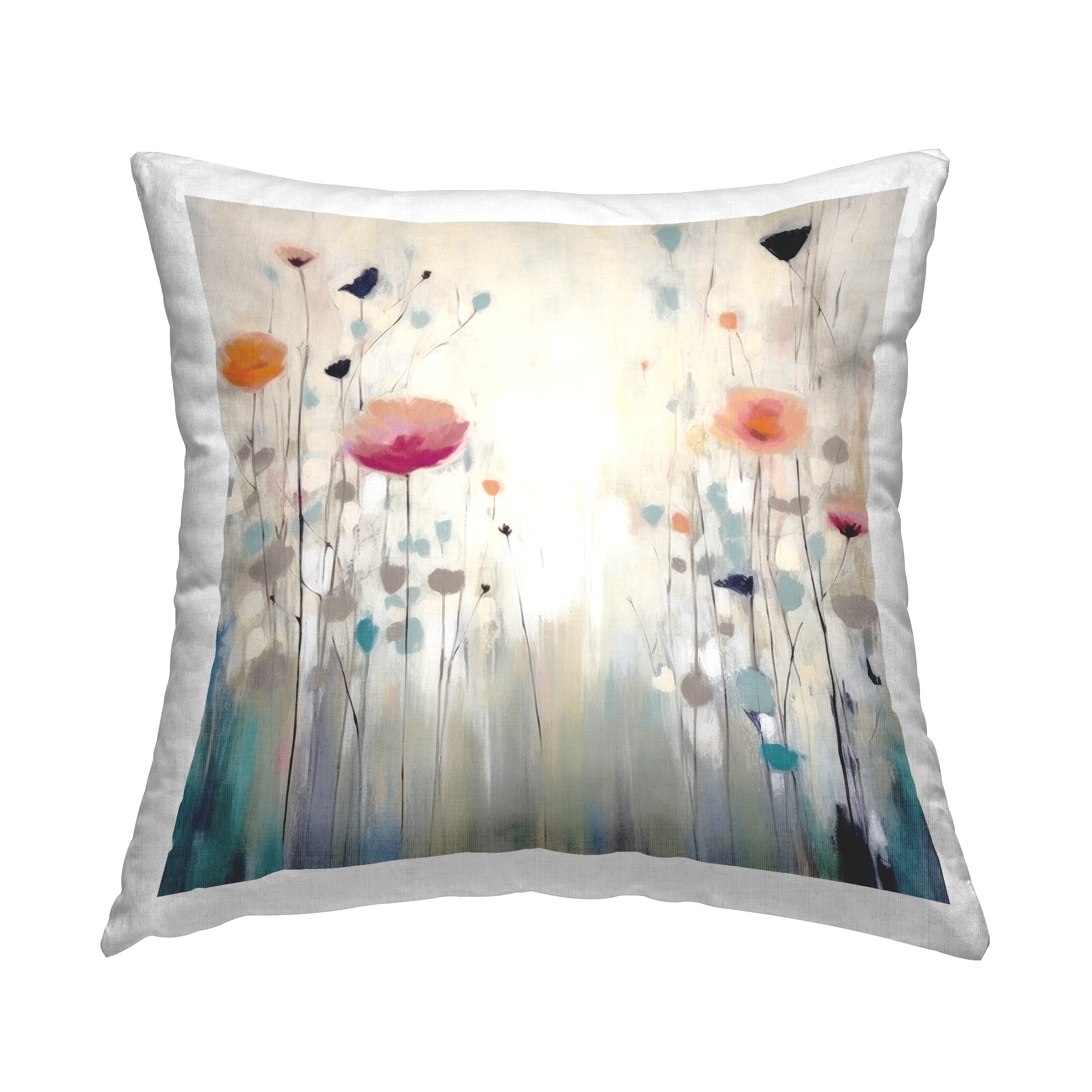 Stupell Industries Muted Flower Blooms Decorative Printed Throw Pillow, 18 x 18