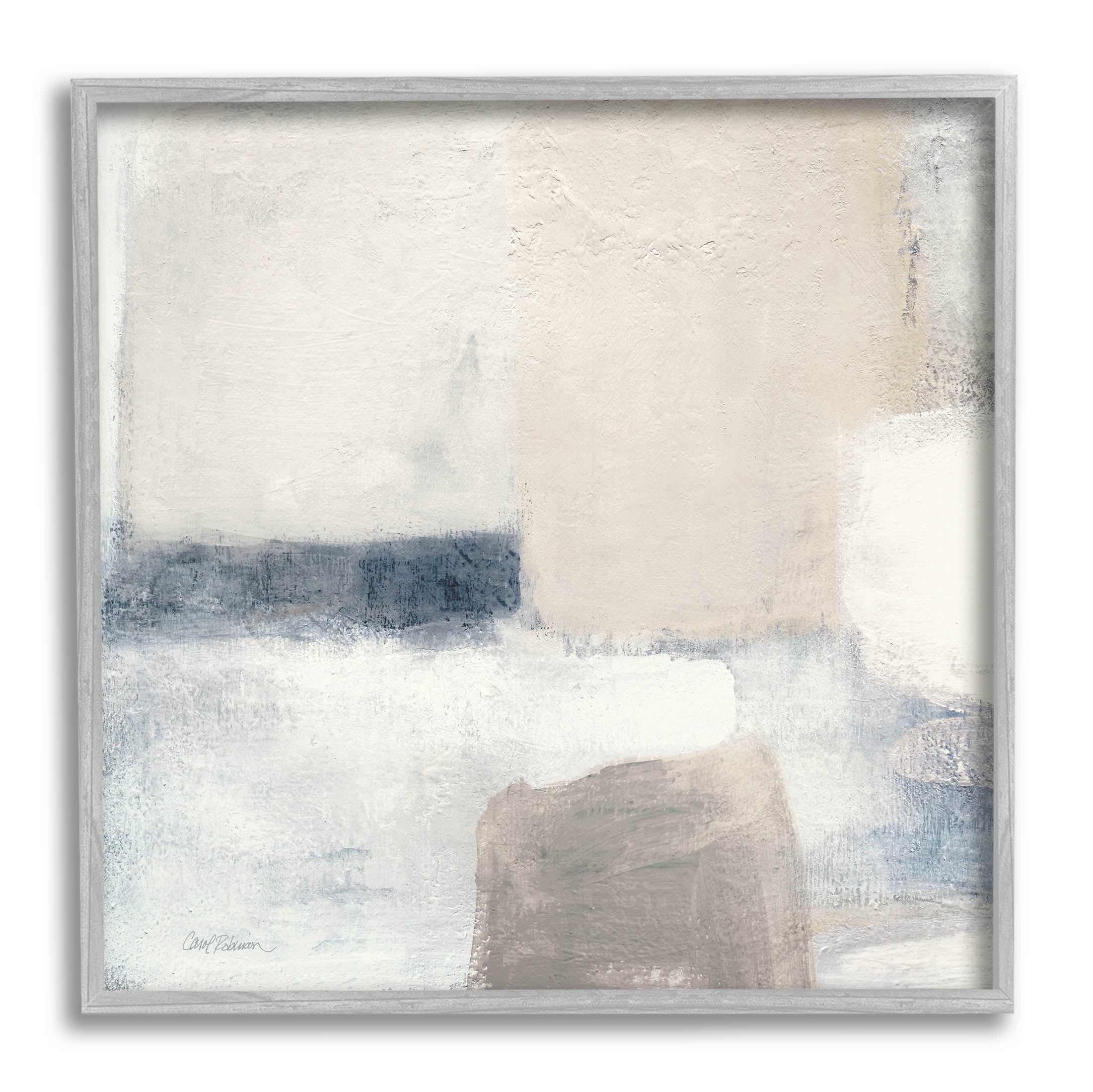 Stupell Industries Muted Geometric Abstract Shapes Painting Gray Framed Art Print Wall Art, Design by Carol Robinson