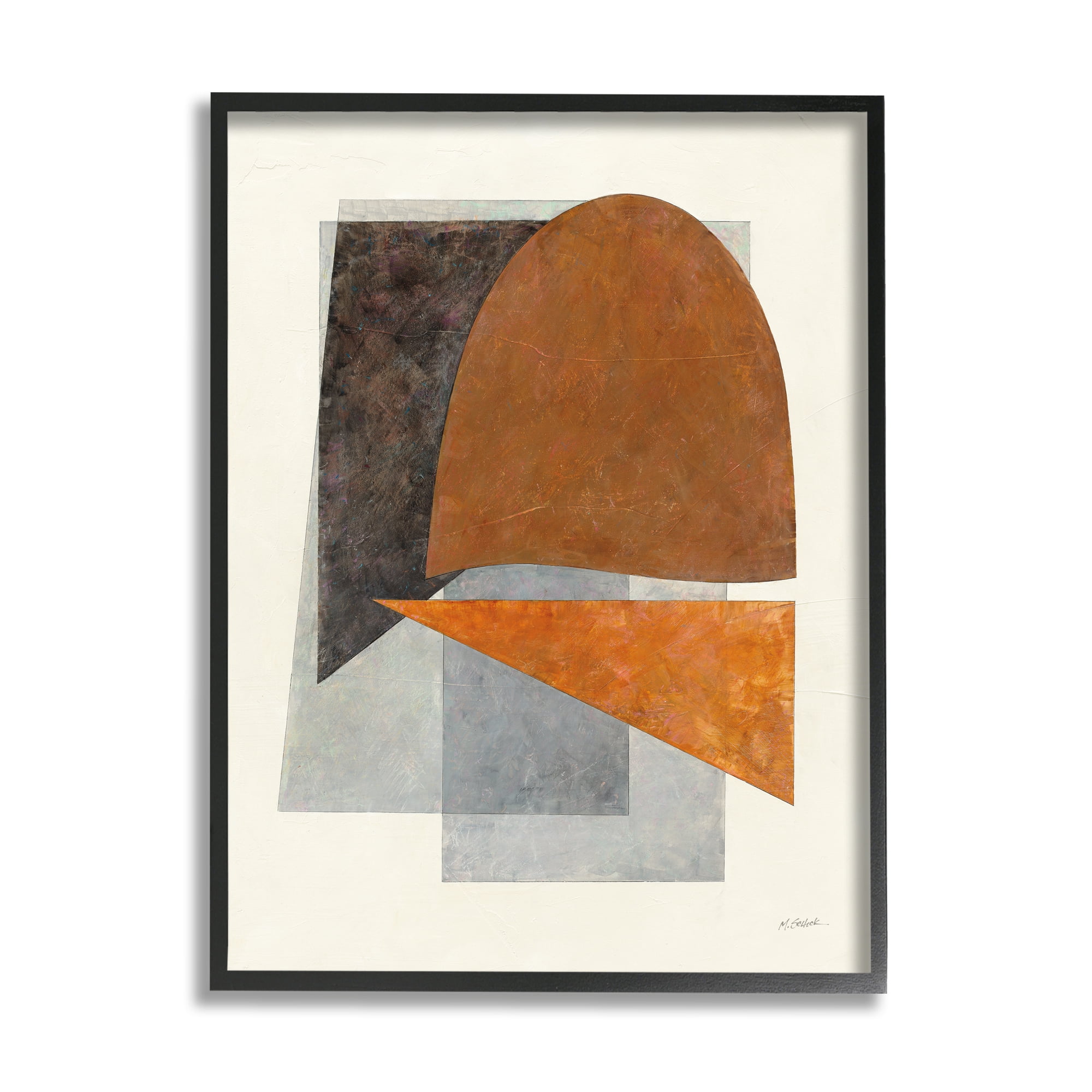 Stupell Industries Muted Geometric Abstraction Abstract Painting Black Framed Art Print Wall Art, 24 x 30