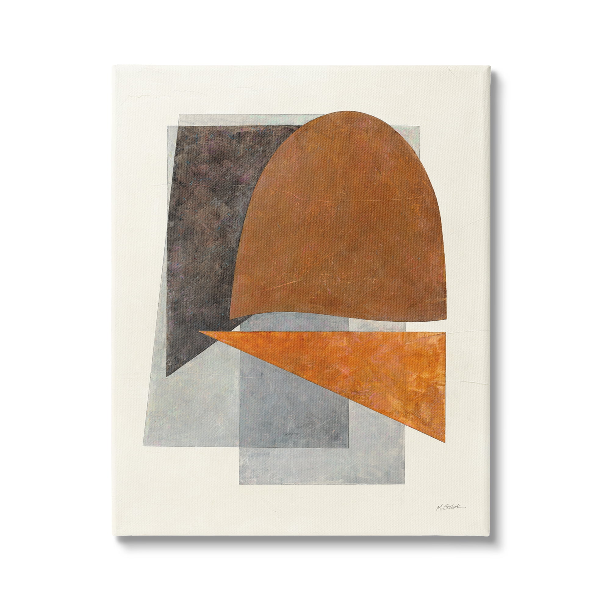 Stupell Industries Muted Geometric Abstraction Abstract Painting Gallery Wrapped Canvas Art Print Wall Art, 36 x 48