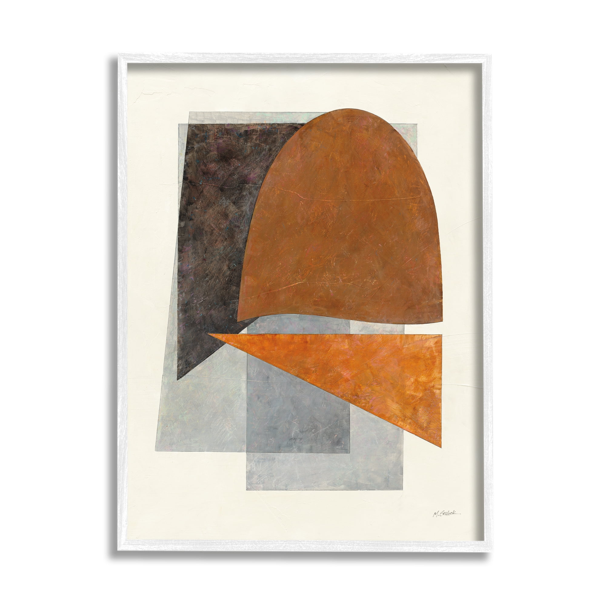 Stupell Industries Muted Geometric Abstraction Abstract Painting White Framed Art Print Wall Art, 24 x 30