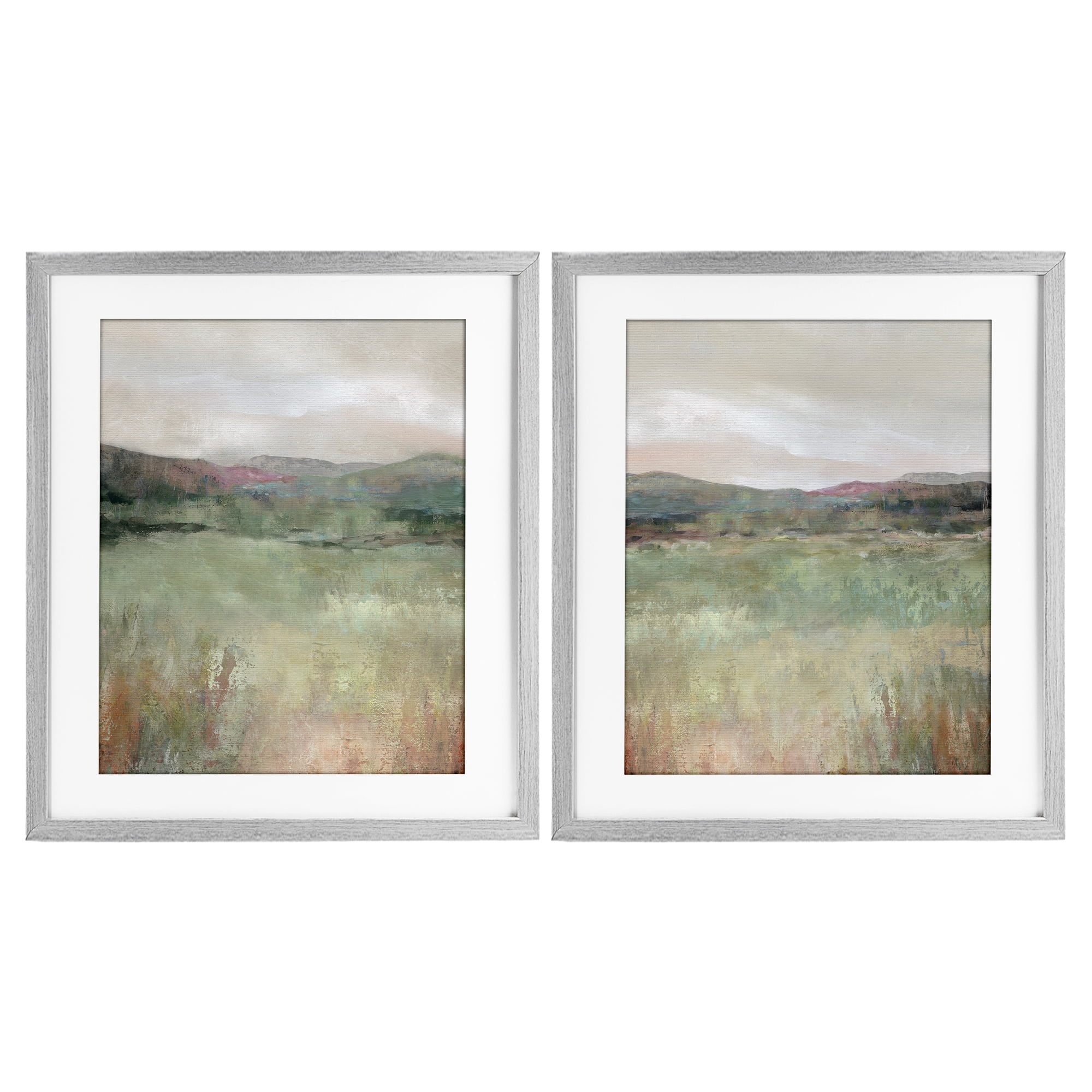 Stupell Industries Muted Glimpse of Spring 2 Piece Gray Framed Print Under Glass Set, design by Carol Robinson