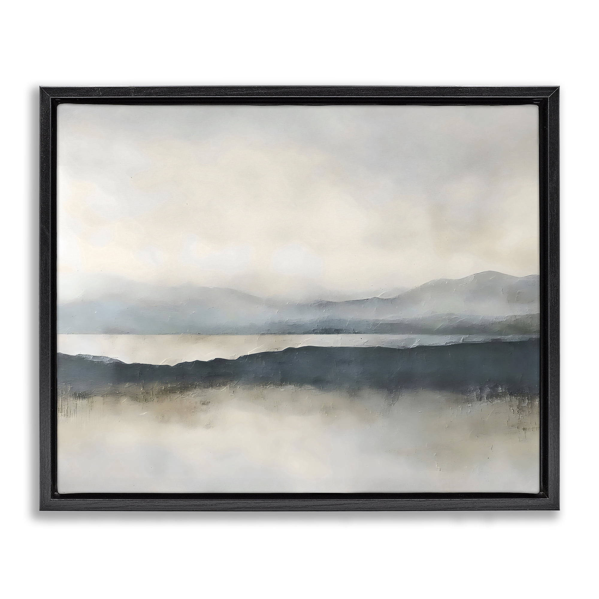 Stupell Industries Muted Horizon Mountainscape Black Framed Floater Canvas Wall Art, design by Riley B