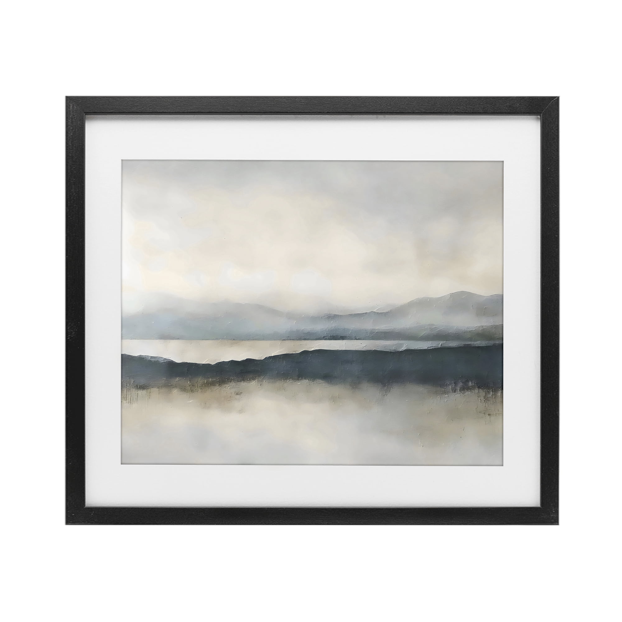 Stupell Industries Muted Horizon Mountainscape Black Framed Print Under Glass, design by Riley B