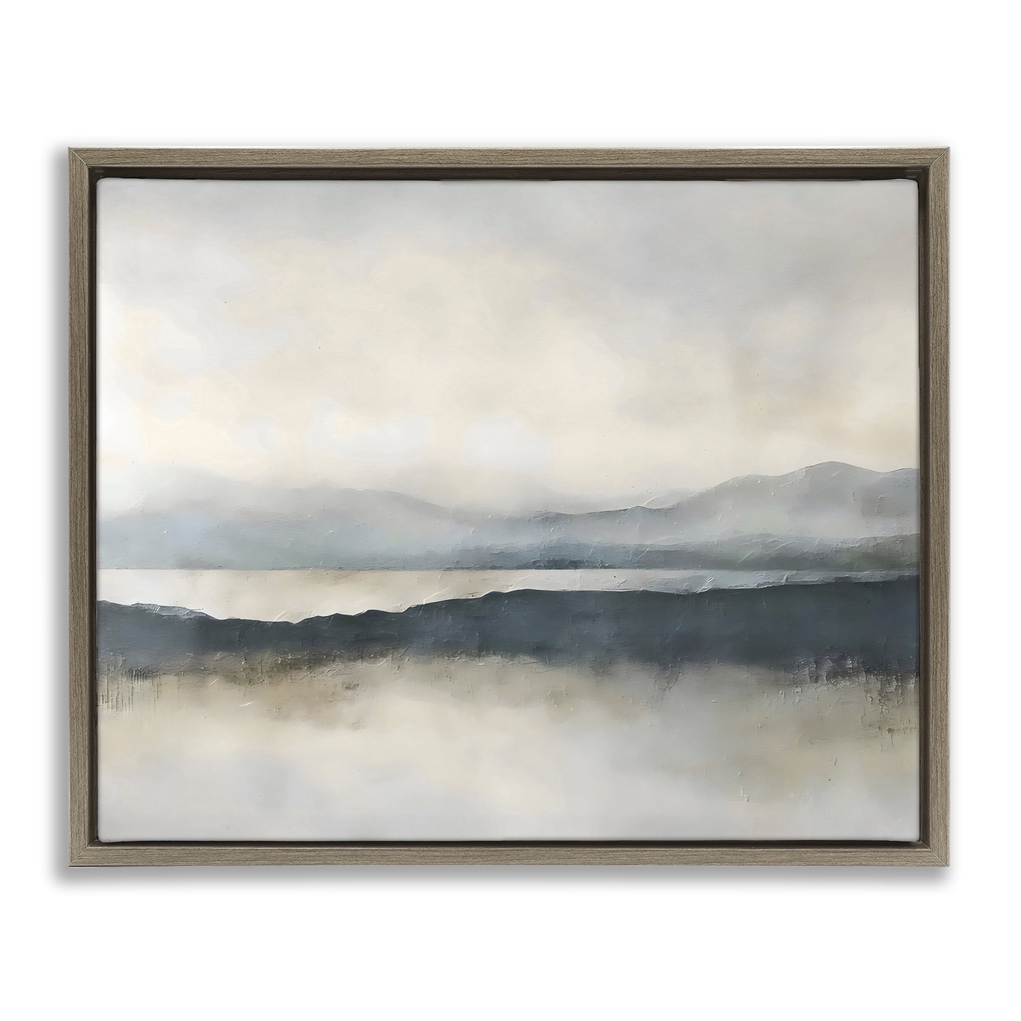 Stupell Industries Muted Horizon Mountainscape Brown Framed Floater Canvas Wall Art, design by Riley B