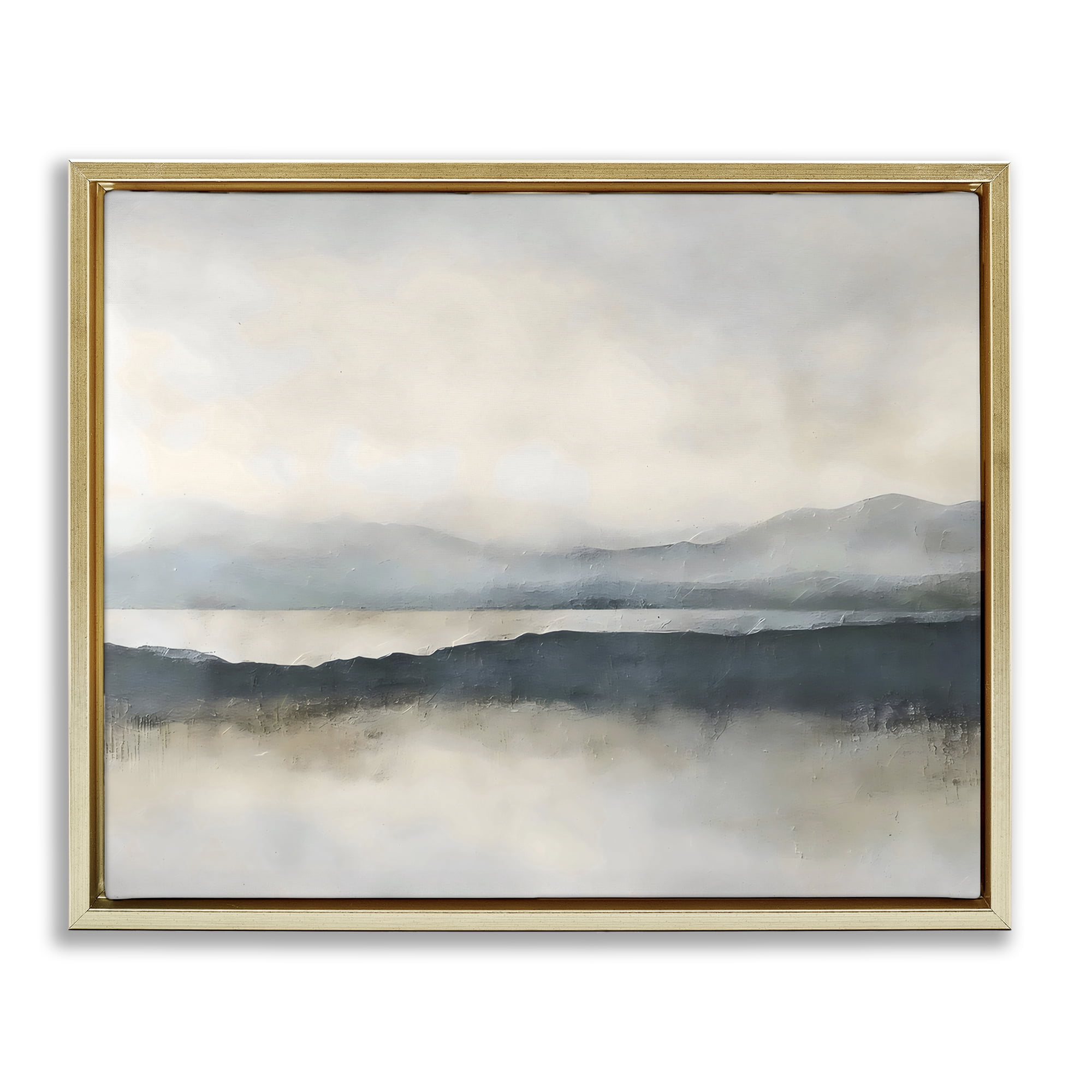 Stupell Industries Muted Horizon Mountainscape Gold Framed Floater Canvas Wall Art, design by Riley B