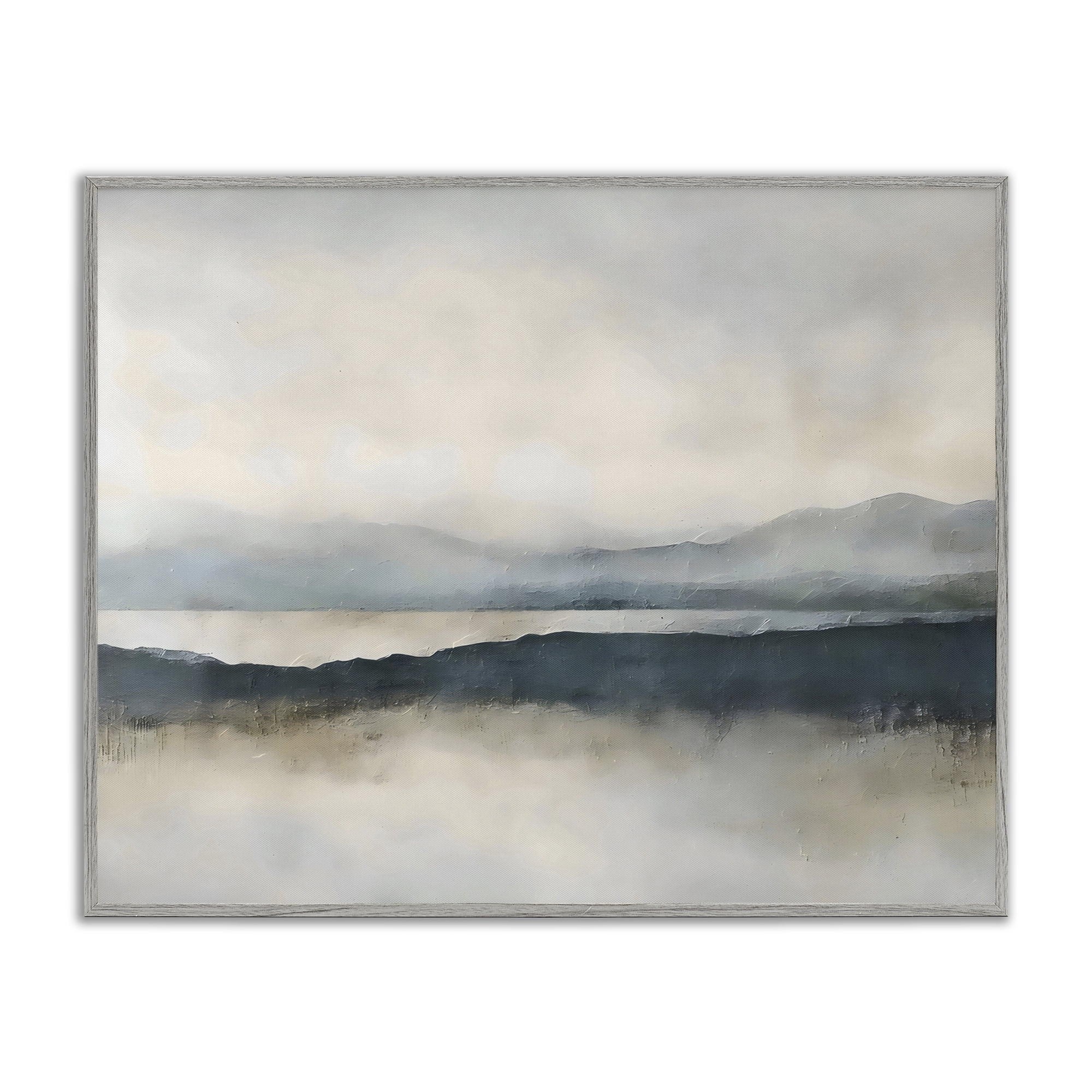 Stupell Industries Muted Horizon Mountainscape Gray Framed Giclee Art, design by Riley B