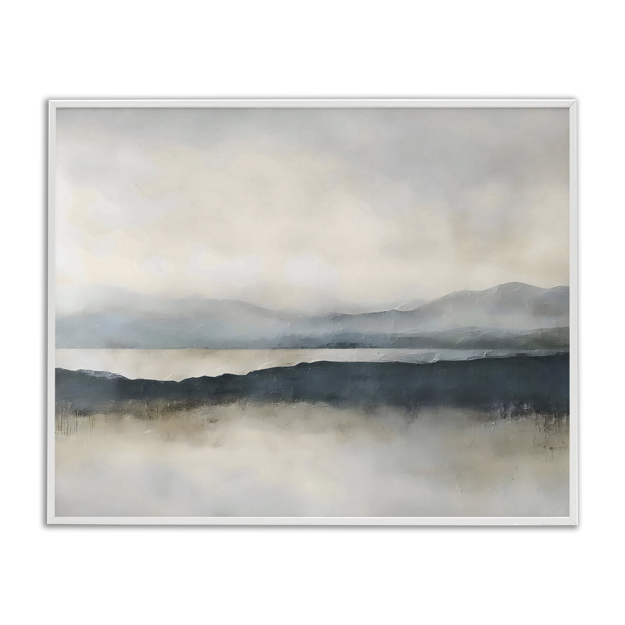 Stupell Industries Muted Horizon Mountainscape White Framed Giclee Art, design by Riley B