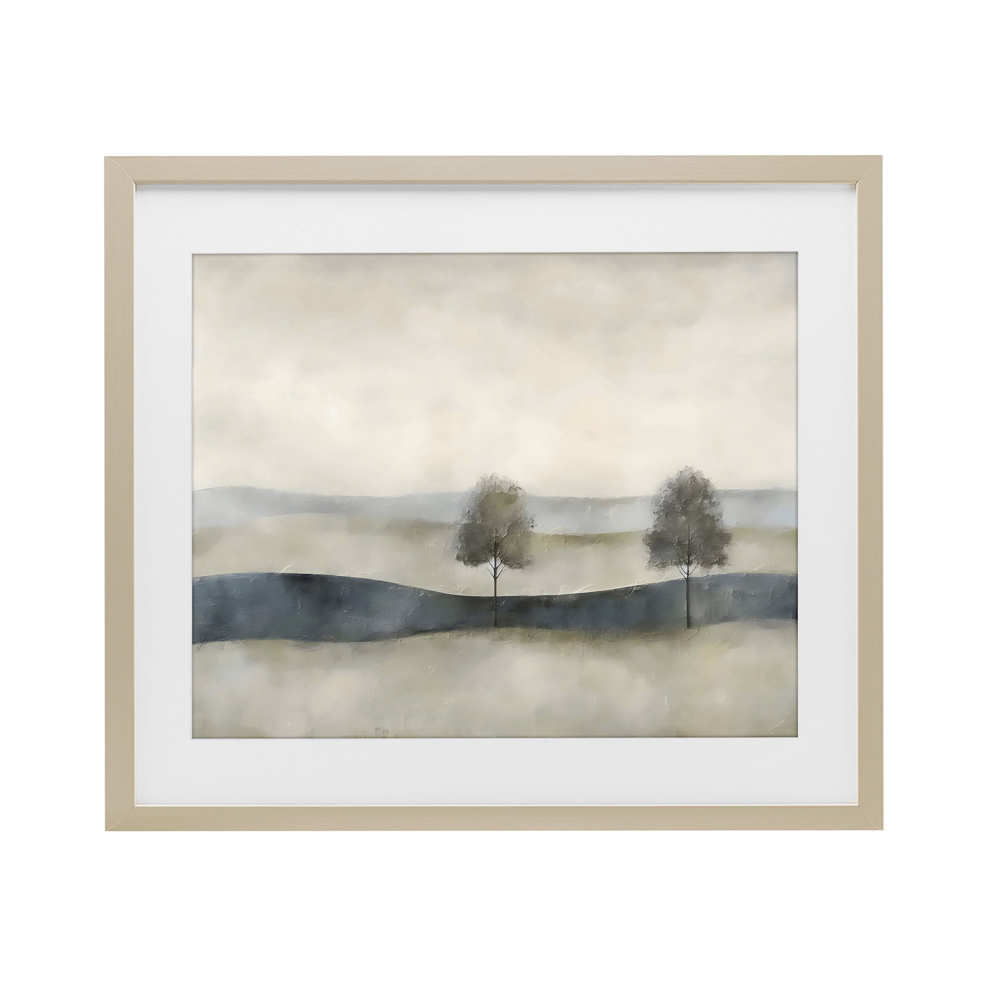 Stupell Industries Muted Horizon with Trees Birch Framed Print Under Glass, design by Riley B