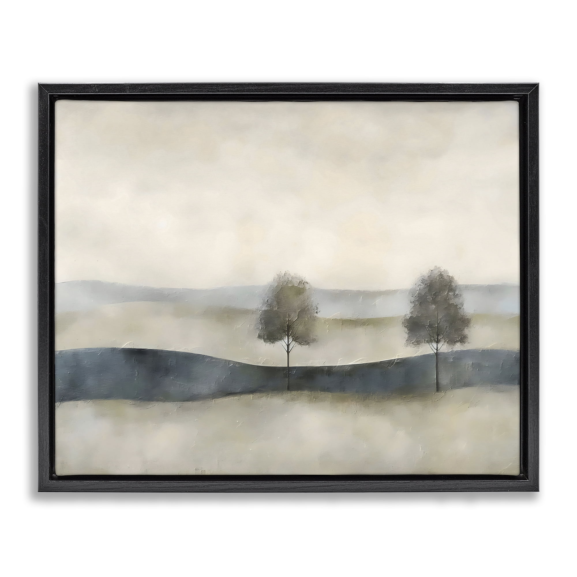Stupell Industries Muted Horizon with Trees Black Framed Floater Canvas Wall Art, design by Riley B