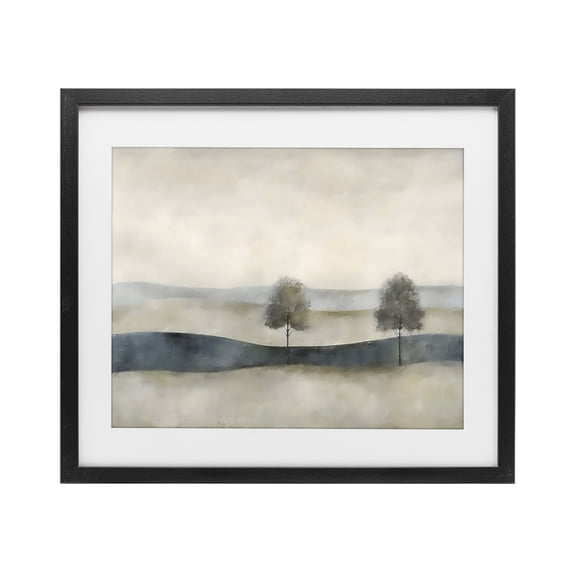 Stupell Industries Contemporary Muted Horizon with Trees Black Framed Print Under Glass, 16 x 13, by Riley B