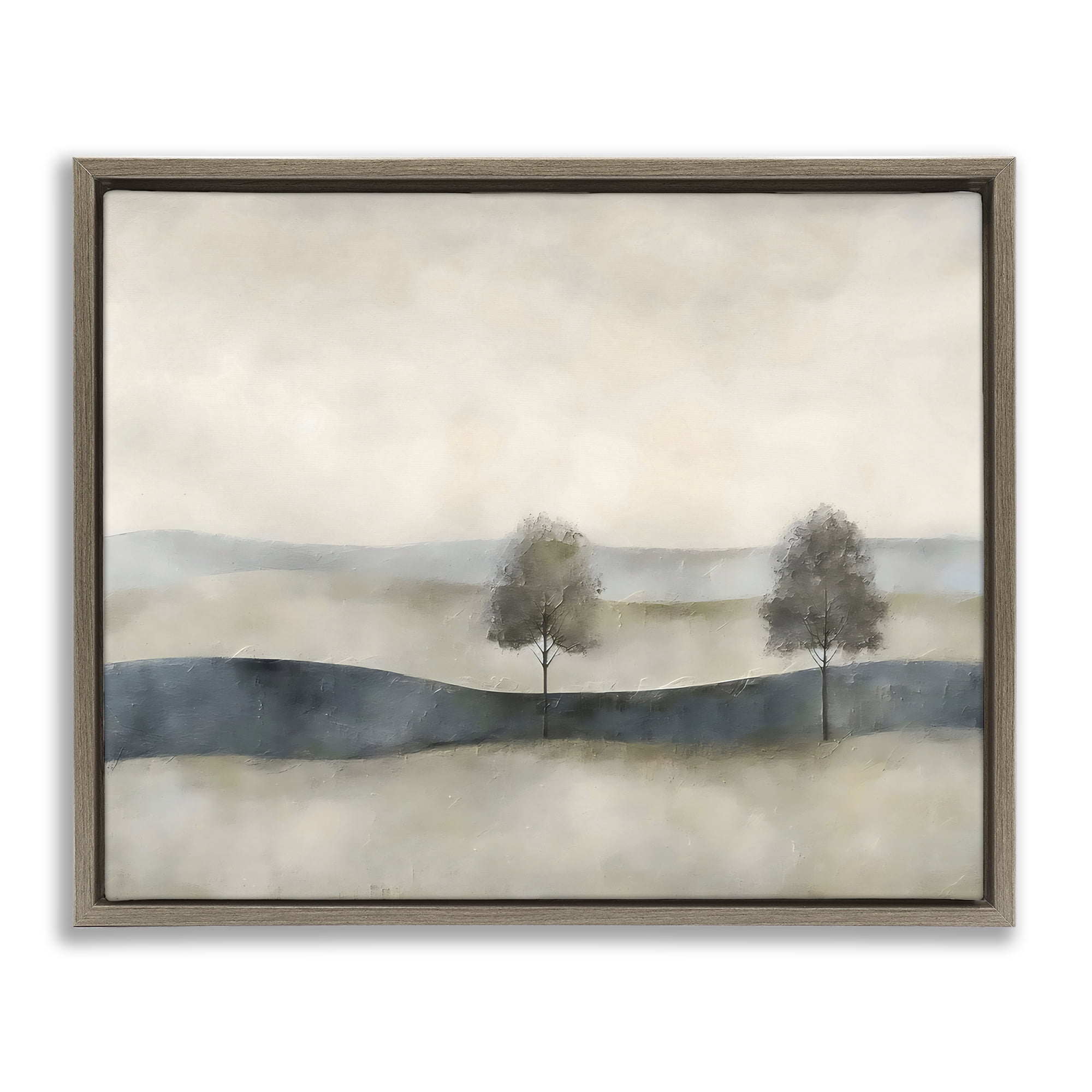 Stupell Industries Muted Horizon with Trees Brown Framed Floater Canvas Wall Art, design by Riley B