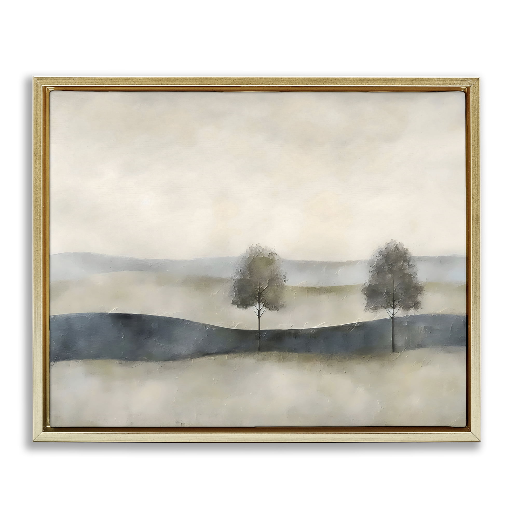 Stupell Industries Muted Horizon with Trees Gold Framed Floater Canvas Wall Art, design by Riley B