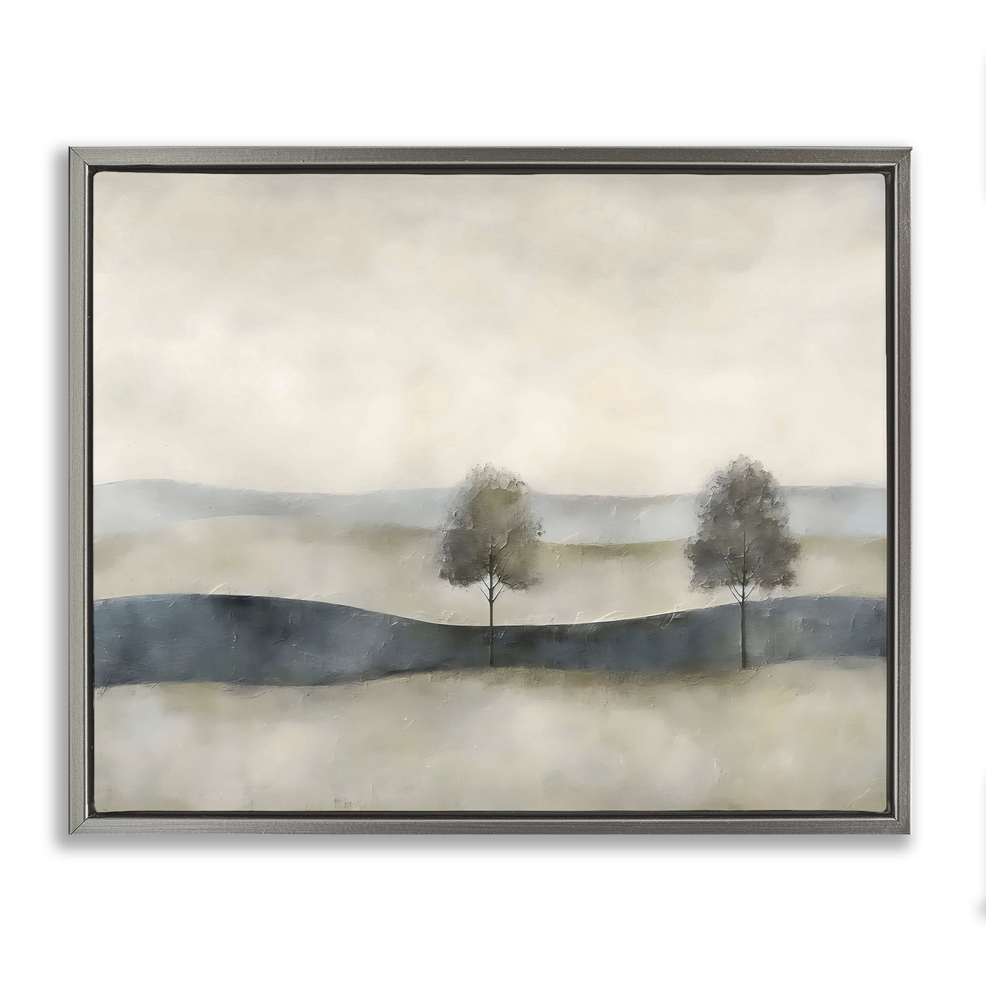 Stupell Industries Muted Horizon with Trees Gray Framed Floater Canvas Wall Art, design by Riley B