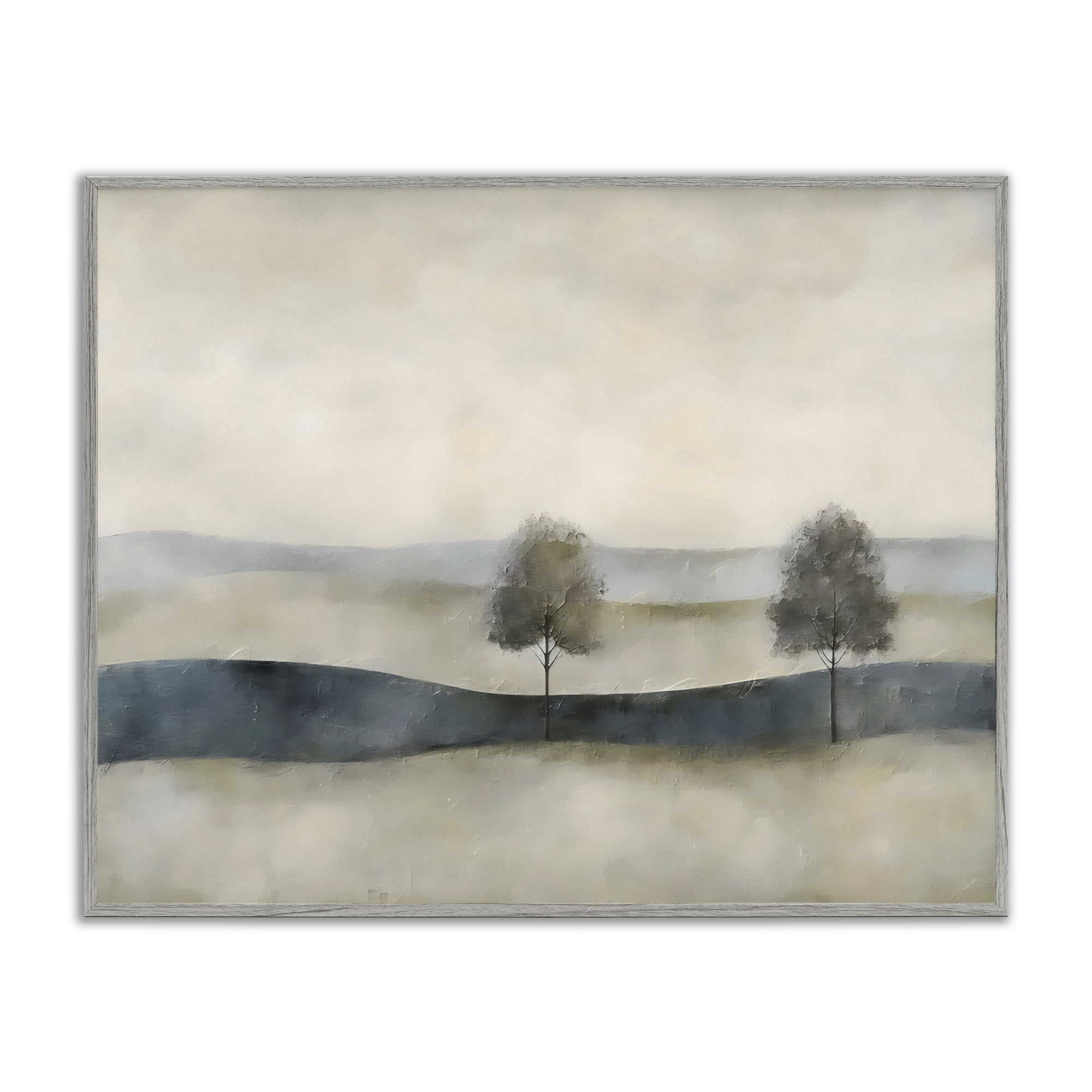 Stupell Industries Muted Horizon with Trees Gray Framed Giclee Art, design by Riley B