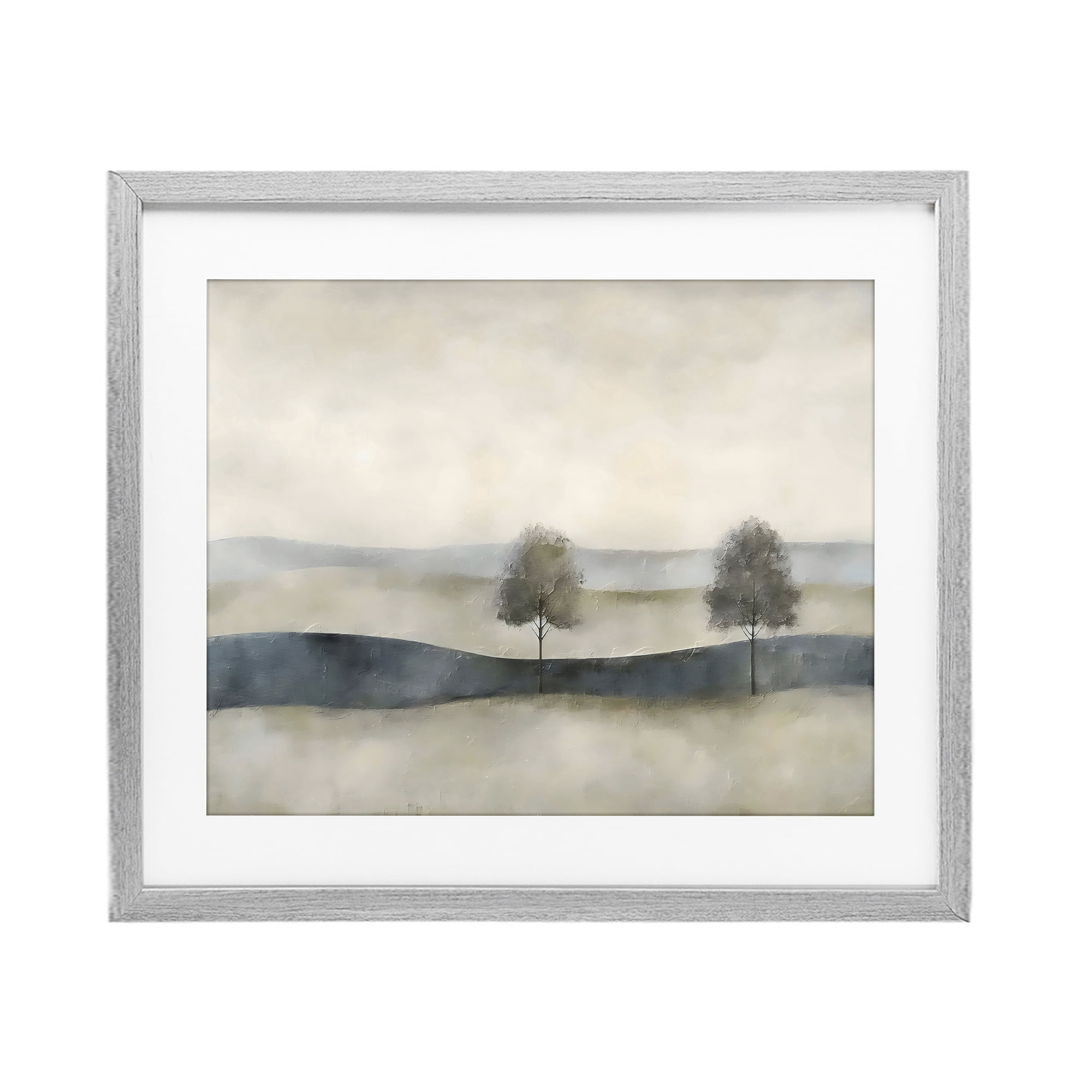 Stupell Industries Muted Horizon with Trees Gray Framed Print Under Glass, design by Riley B